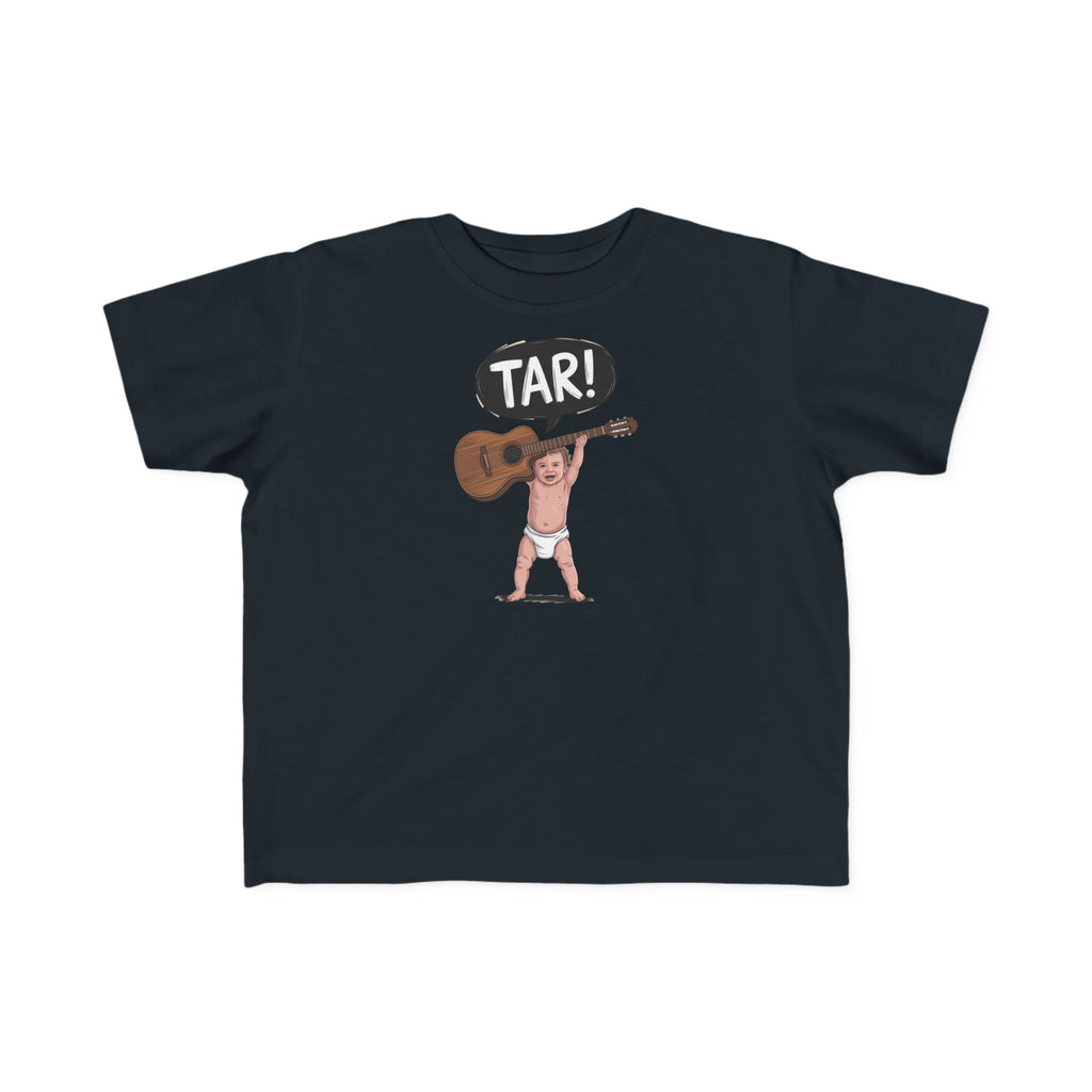 Tar! Acoustic Toddler Tee – Rabbit Skins 3321 (Black or Black Leopard Kids Guitar Shirt)