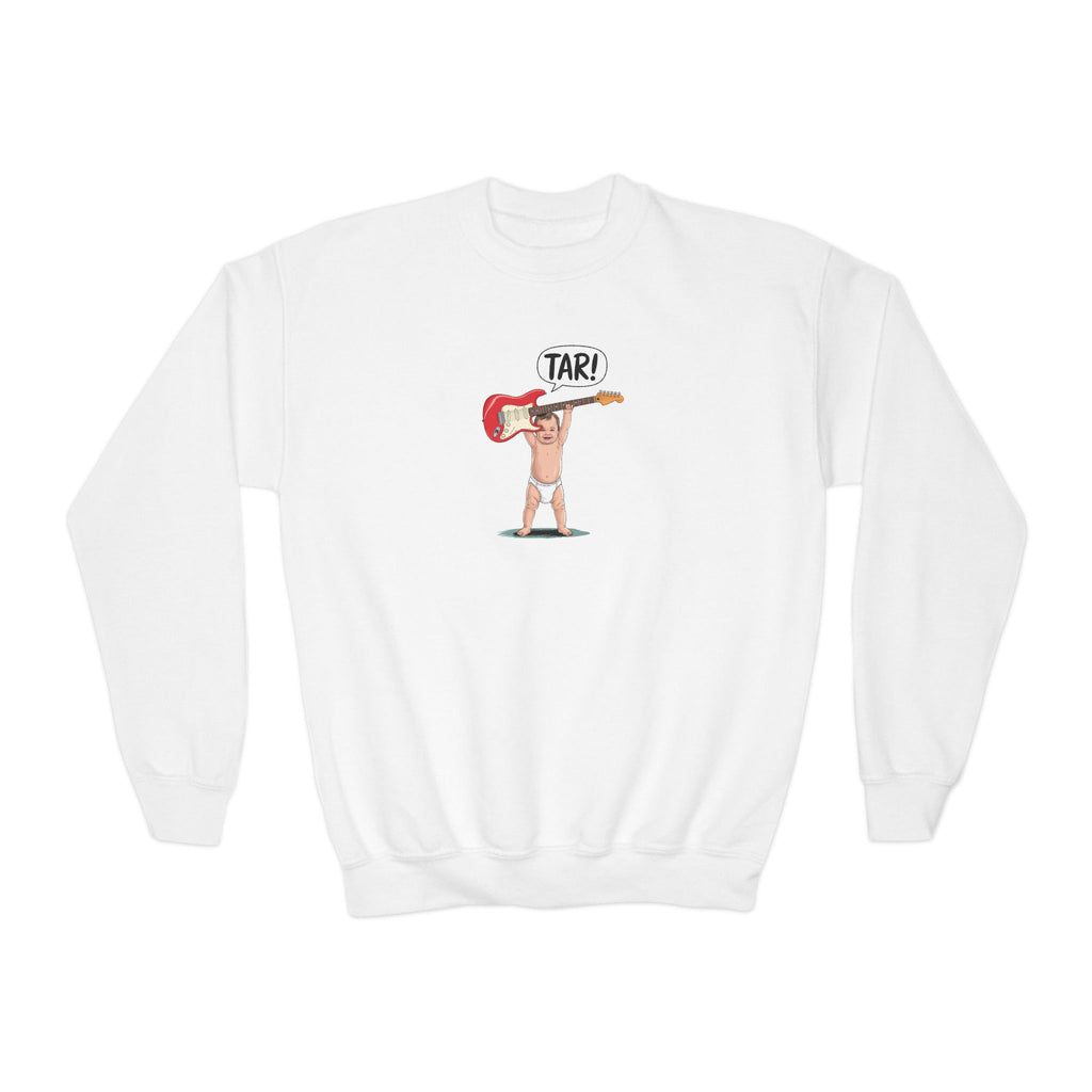 Tar! Electric Youth Sweatshirt – Gildan 18000B (White Kids Electric Guitar Crewneck)