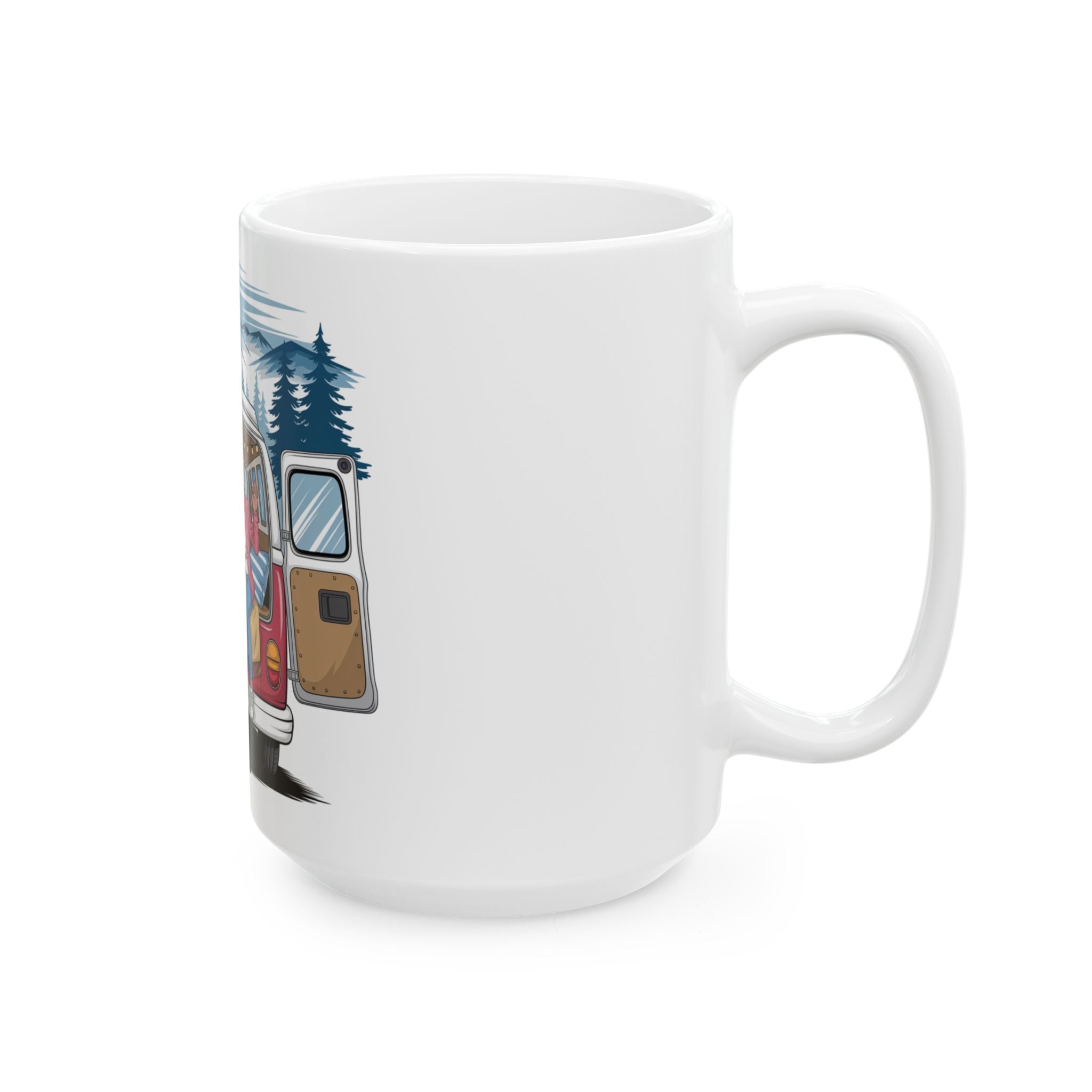 Old Couple Van Life Appalachia Mug – White Ceramic Coffee Cup (11oz or 15oz Mountain Camper Design)