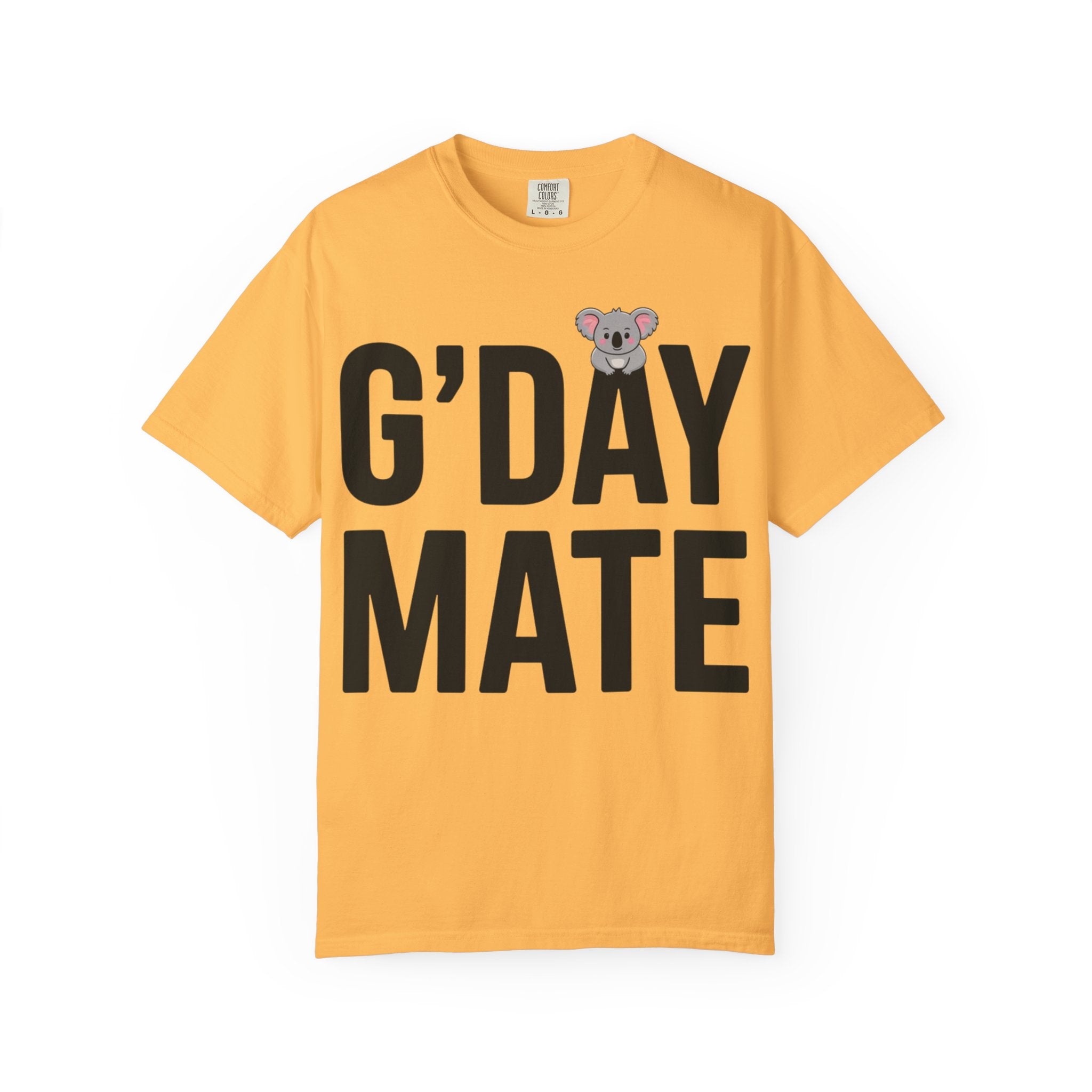G’DAY MATE Tee – Comfort Colors 1717 (White & Citrus Graphic Shirt)