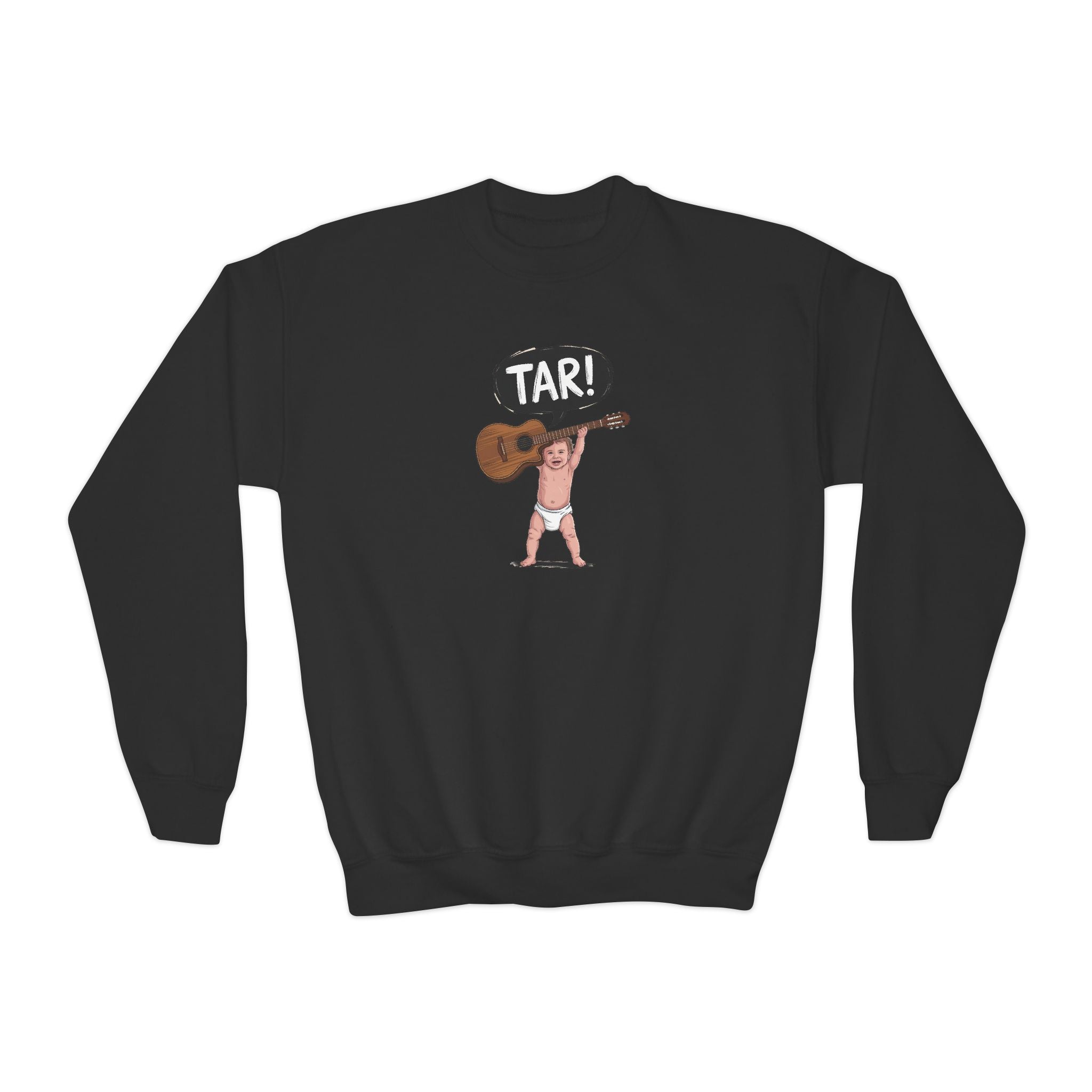 Tar! Acoustic Youth Sweatshirt – Gildan 18000B (Black Kids Guitar Crewneck)