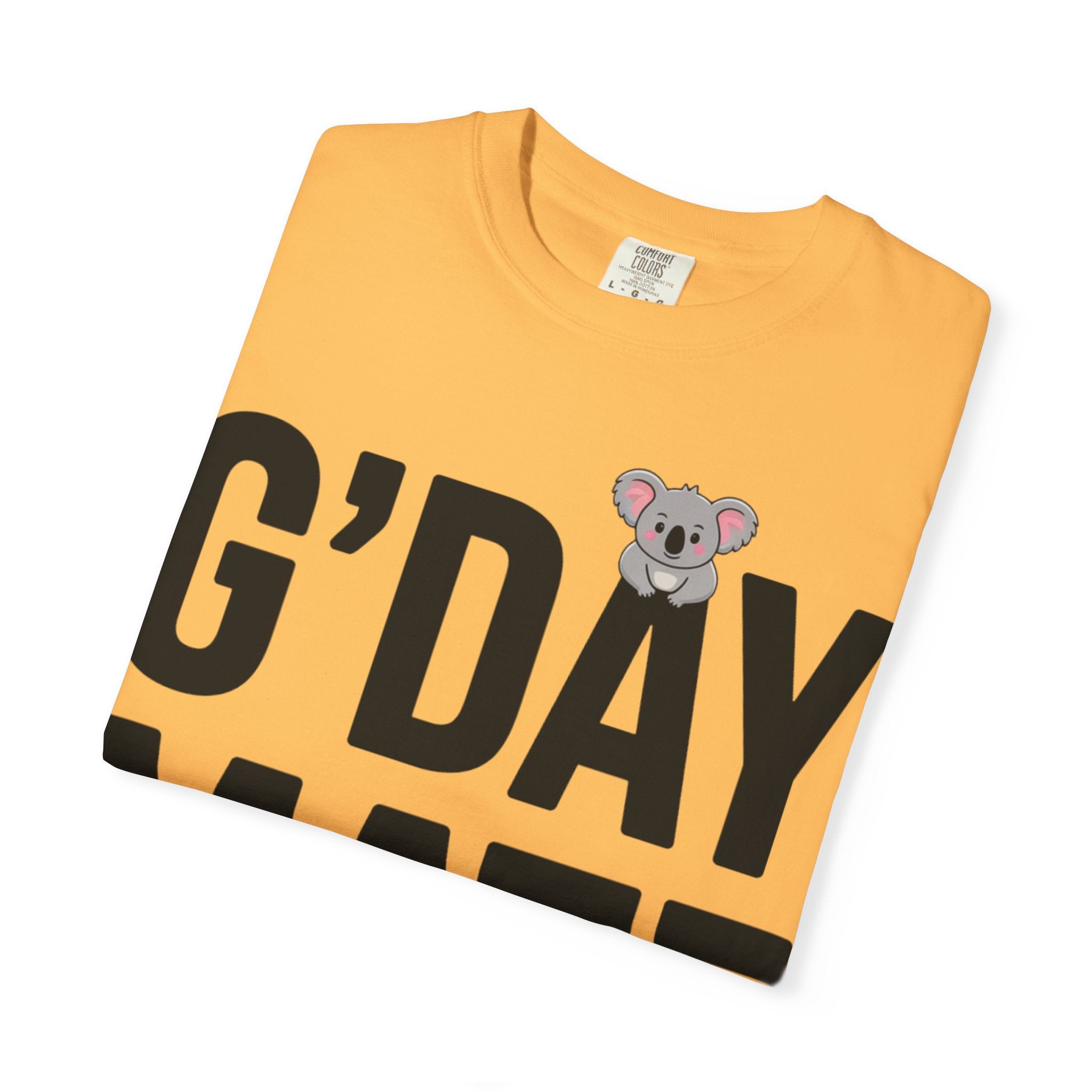 G’DAY MATE Tee – Comfort Colors 1717 (White & Citrus Graphic Shirt)