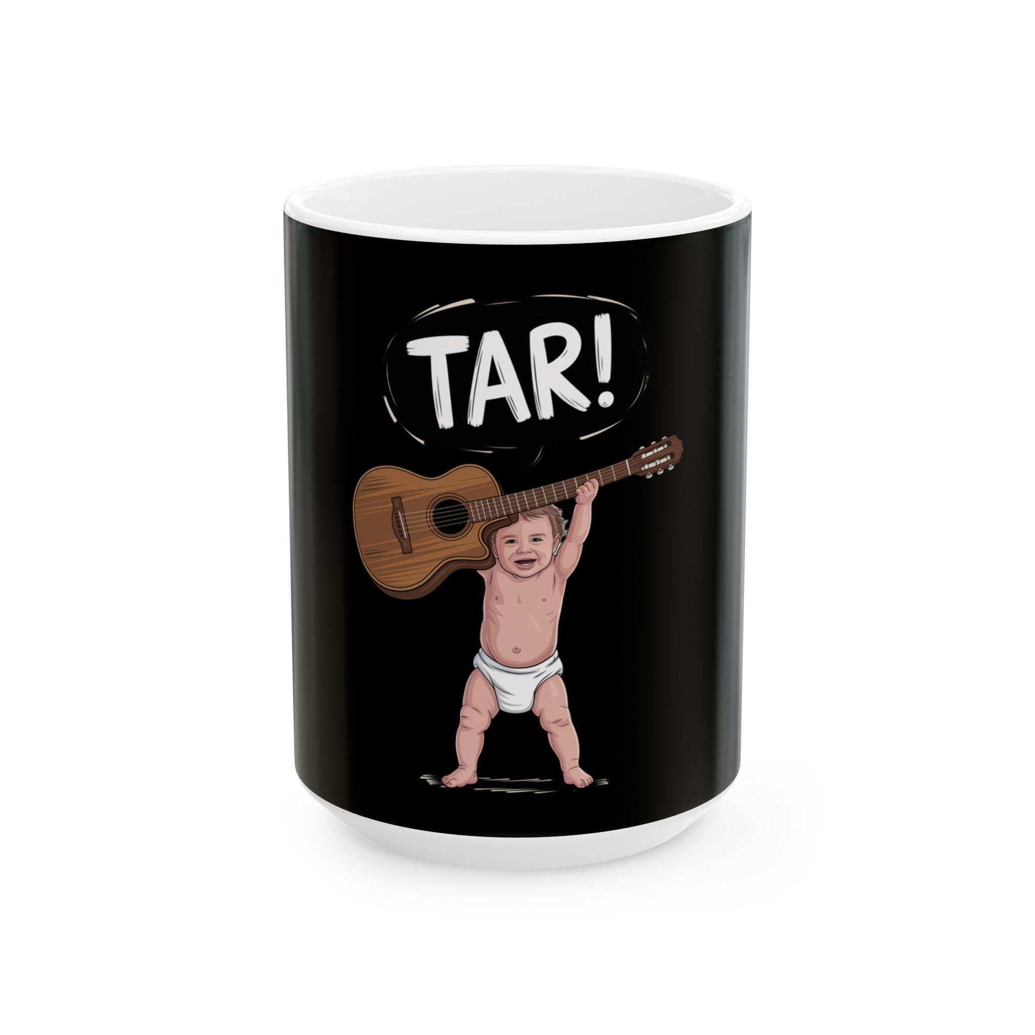 Tar! Acoustic Mug – Black Ceramic Coffee Cup (11oz or 15oz Guitar Design)