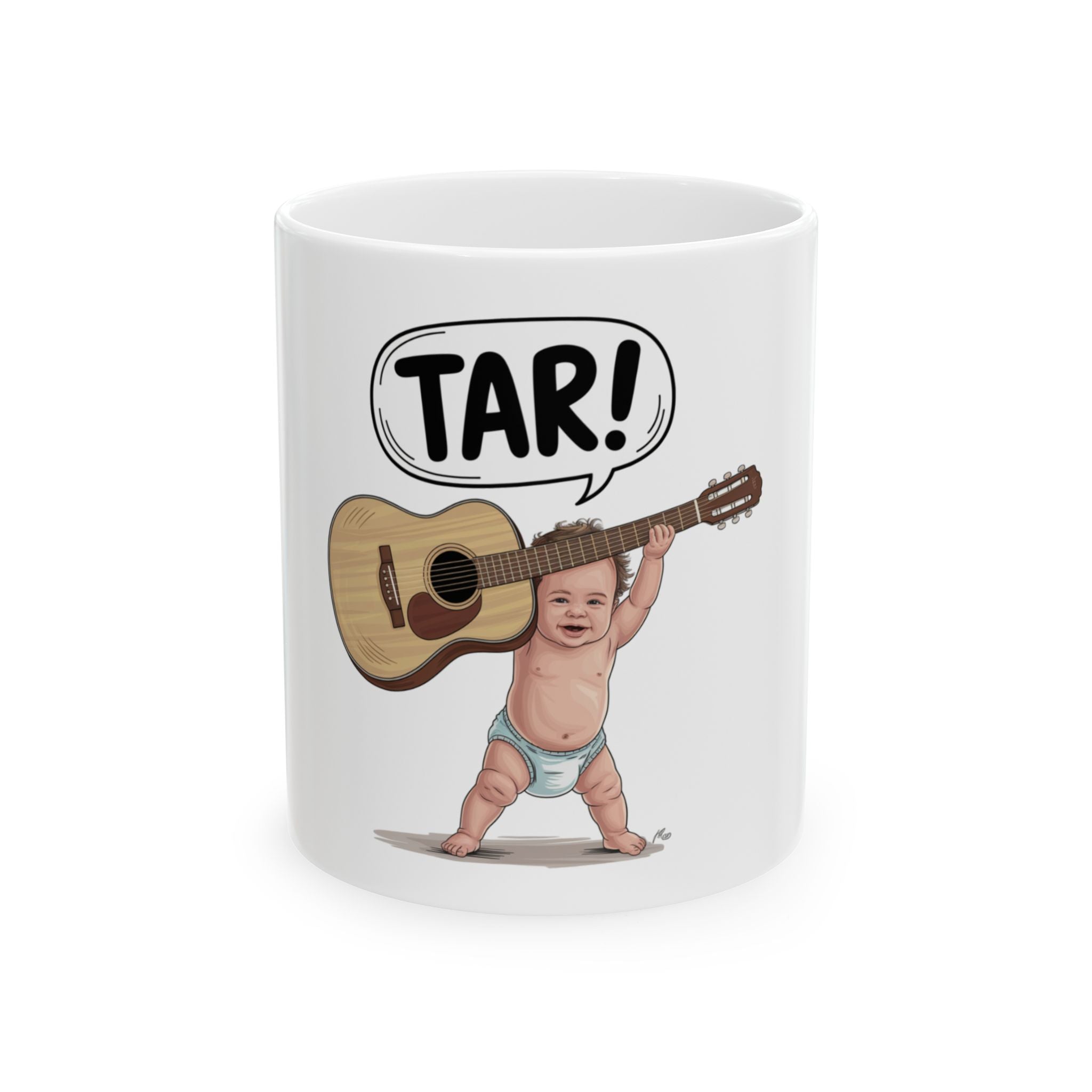 Tar! Acoustic Mug – White Ceramic Coffee Cup (11oz or 15oz Guitar Design)