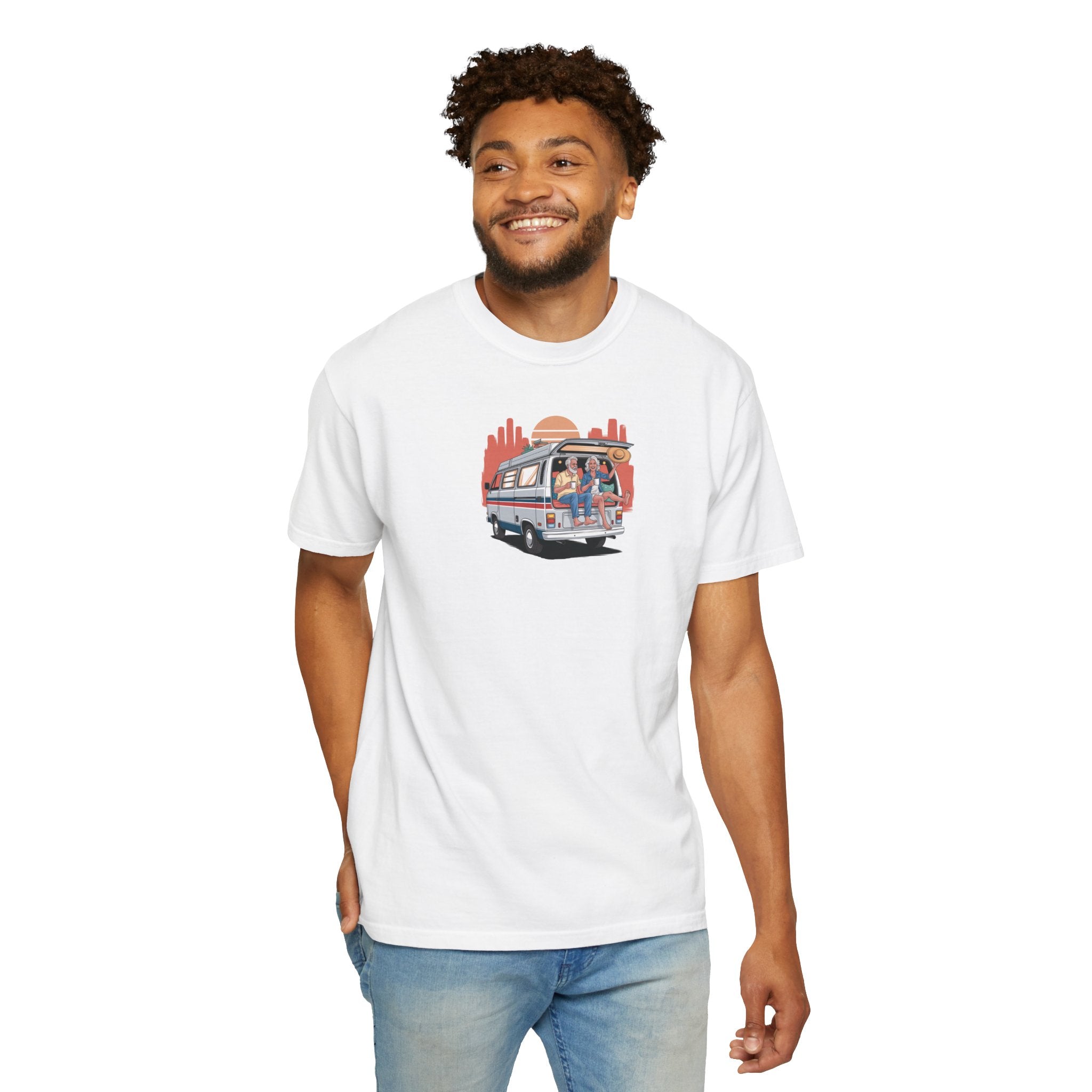 Old Couple Van Life Desert Tee – Comfort Colors 1717 (White Scenic Desert Shirt)