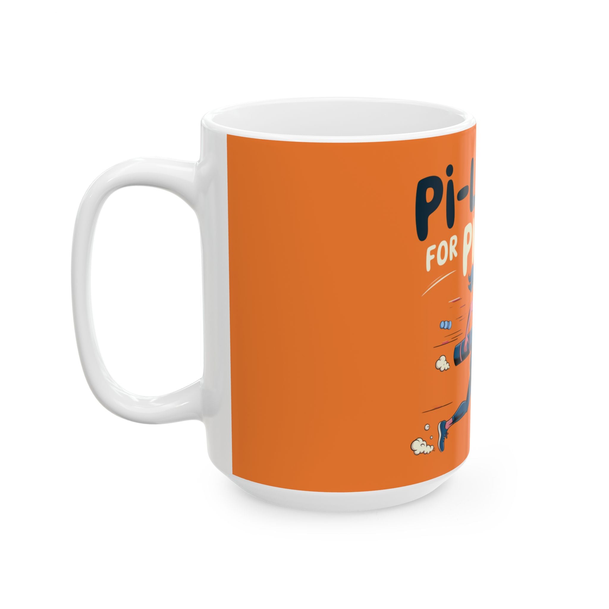 Pi-LATE-s for Pilates Mug – Crusta Orange Ceramic Coffee Cup (11oz or 15oz Funny Pilates Design)