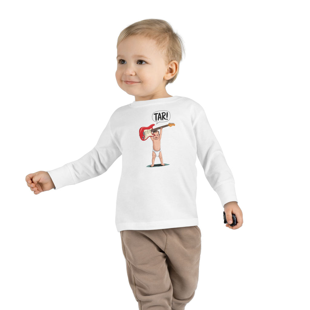 Tar! Electric Toddler Long Sleeve – Rabbit Skins 3302 (White Kids Electric Guitar Shirt)