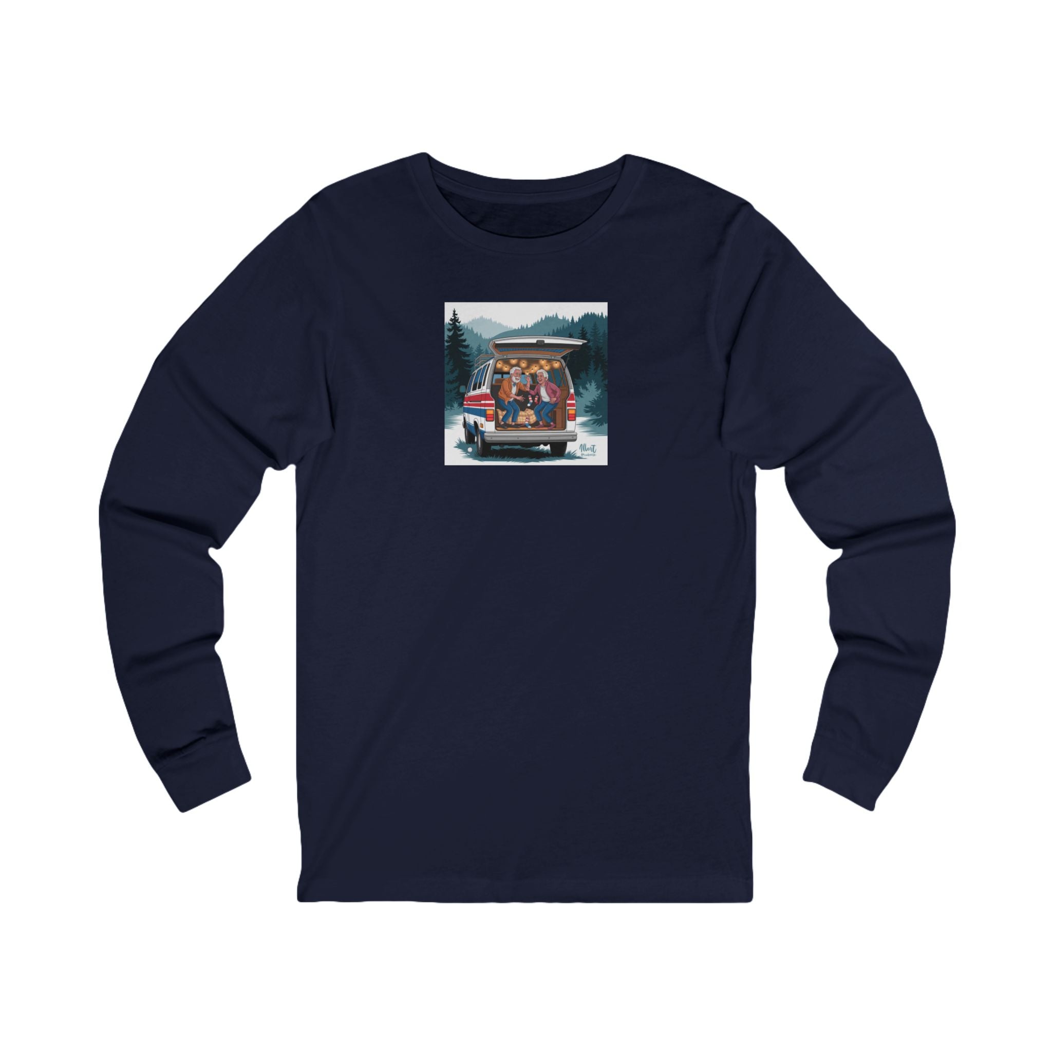 Old Couple Van Life Appalachia Long Sleeve Tee – Bella+Canvas 3501 (Navy Unisex Mountain Scenic Shirt)