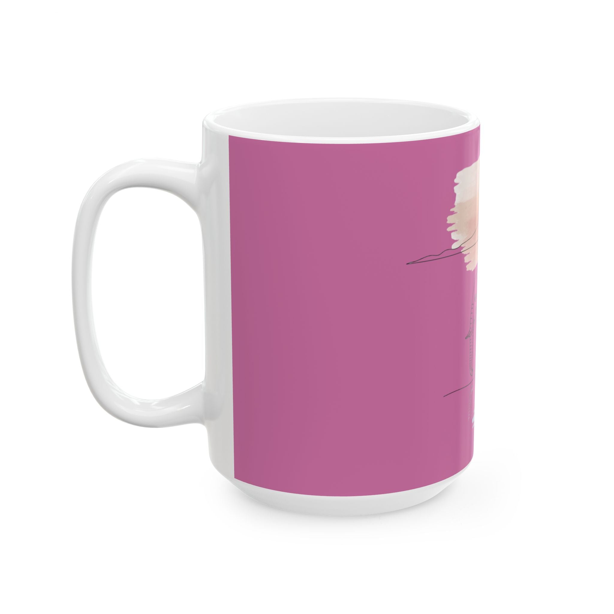 Elephant Watercolor Mug – Light Pink Ceramic Coffee Cup (11oz or 15oz)