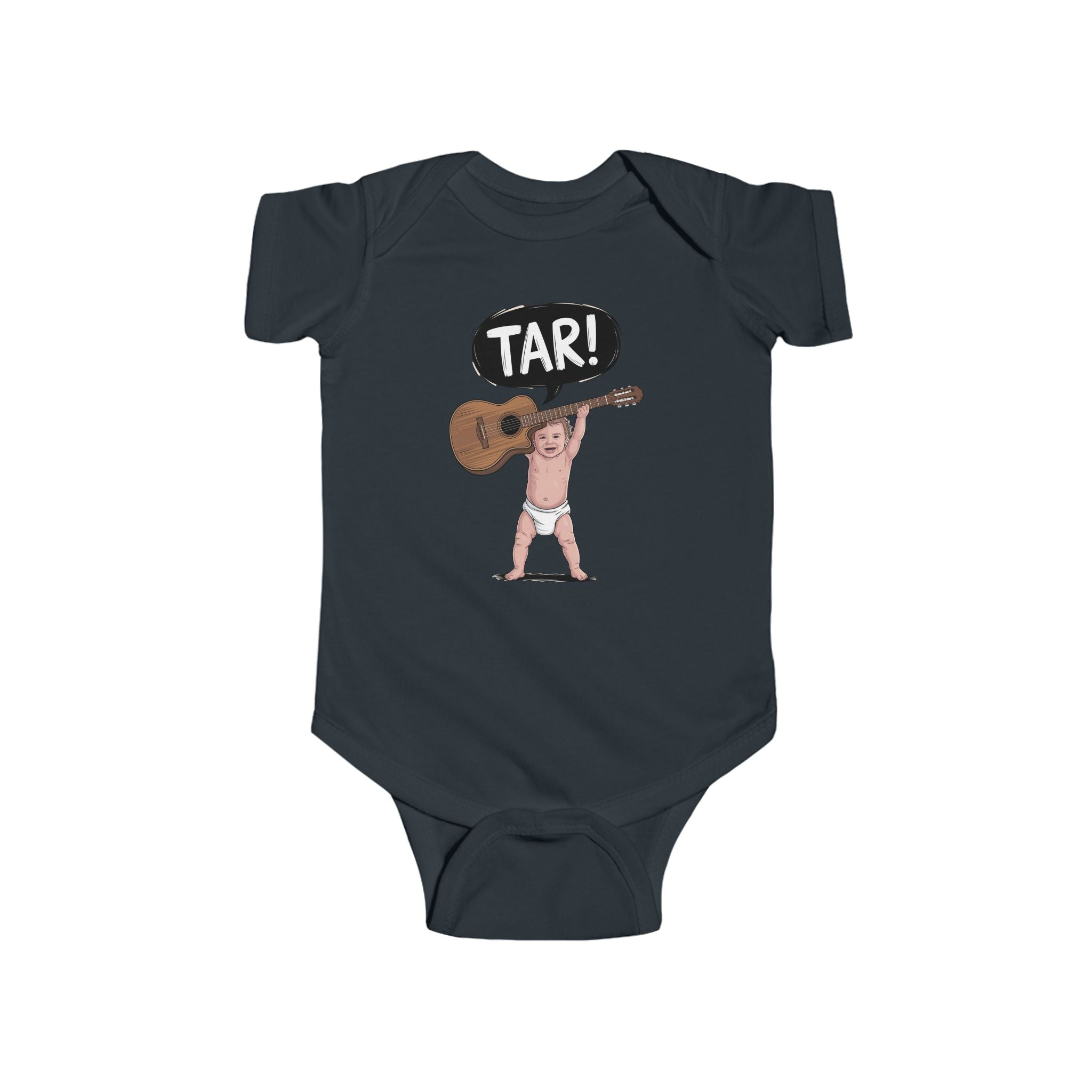 Tar! Acoustic Infant Bodysuit – Rabbit Skins 4424 (Black Baby Guitar One-Piece)