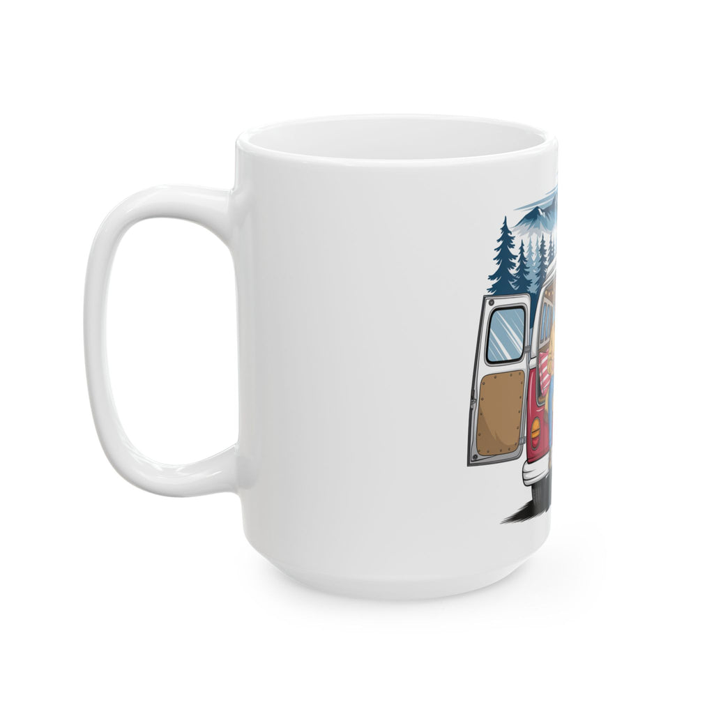 Old Couple Van Life Appalachia Mug – White Ceramic Coffee Cup (11oz or 15oz Mountain Camper Design)