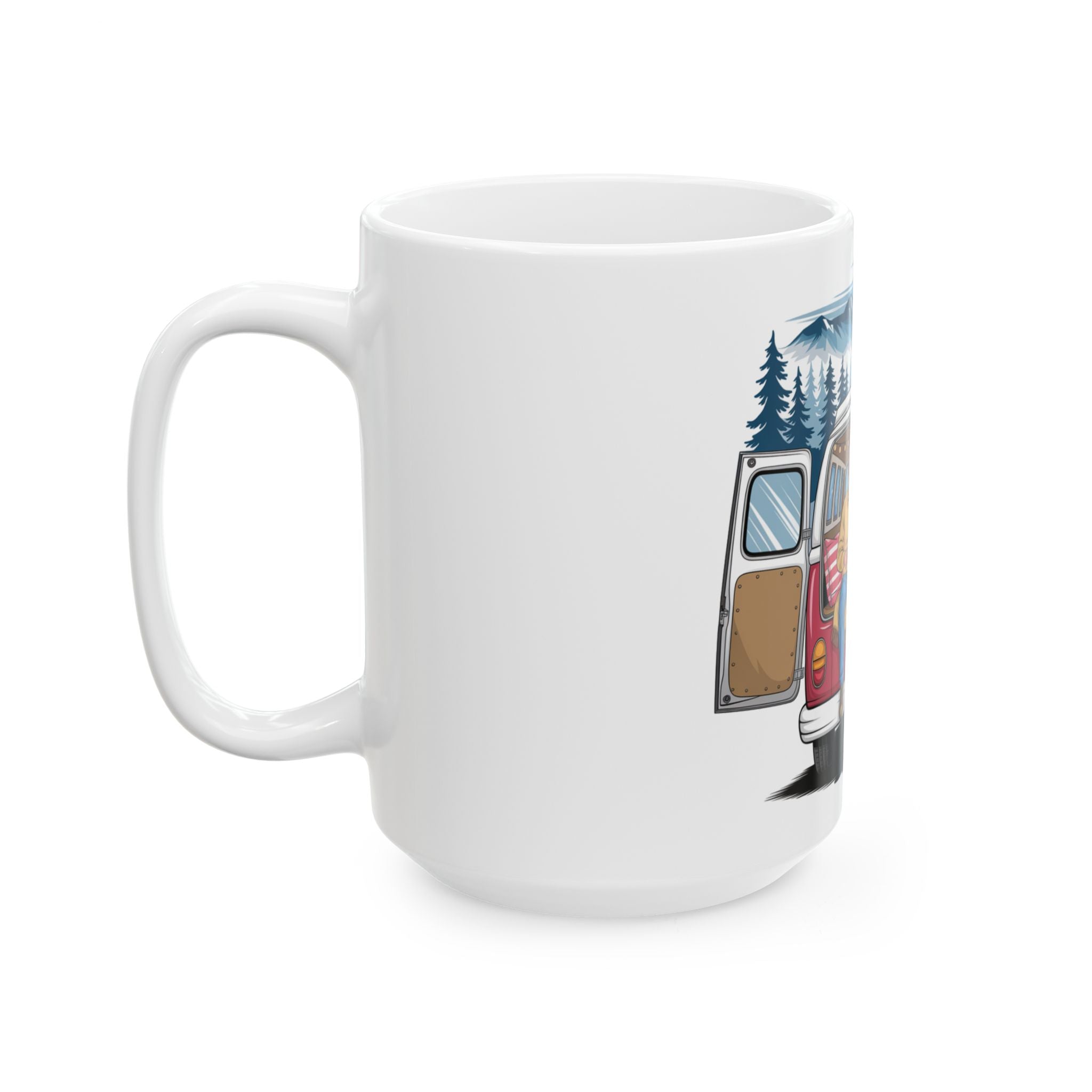 Old Couple Van Life Appalachia Mug – White Ceramic Coffee Cup (11oz or 15oz Mountain Camper Design)