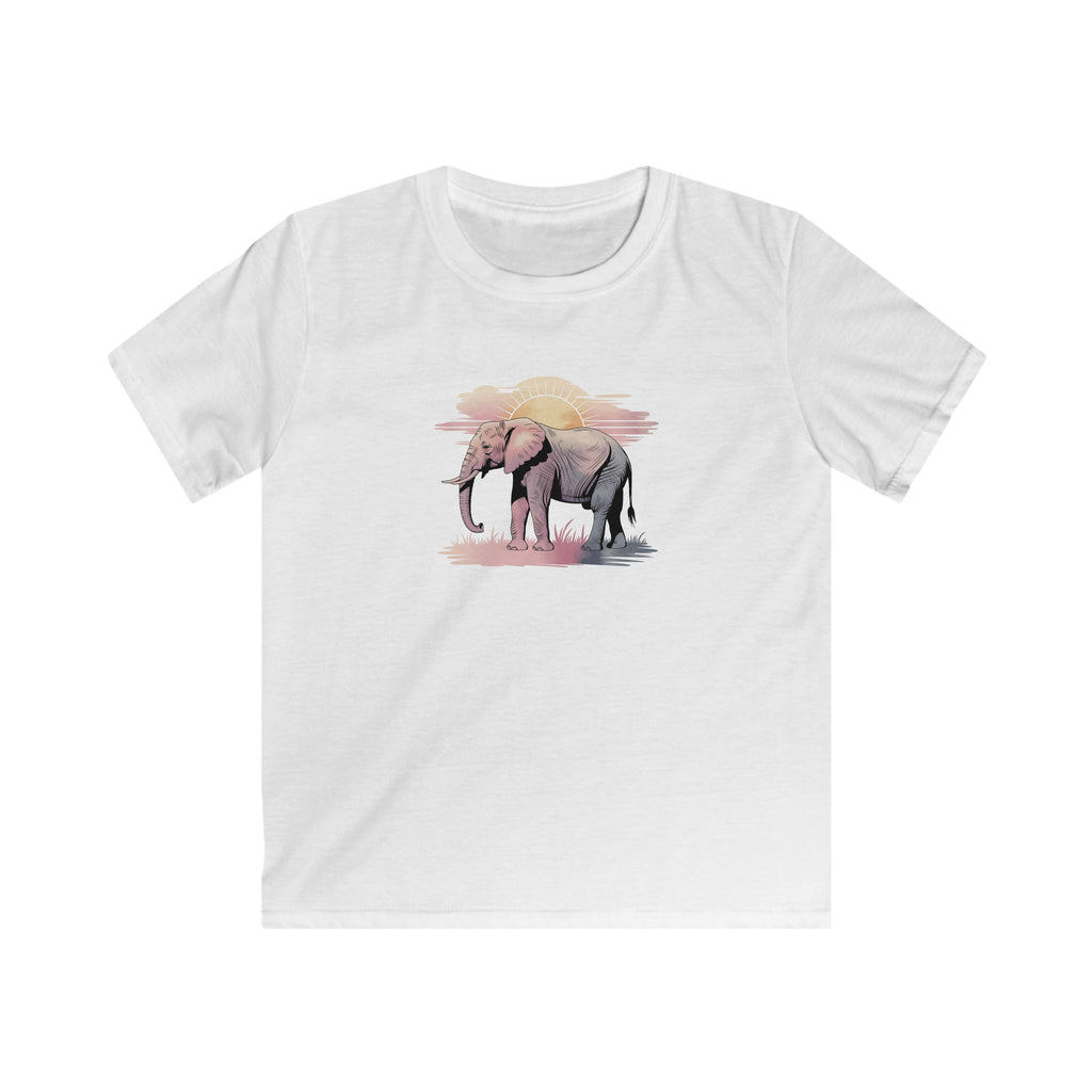 Elephant Watercolor Kids Tee – Gildan 64000B (White Youth Nature Shirt)