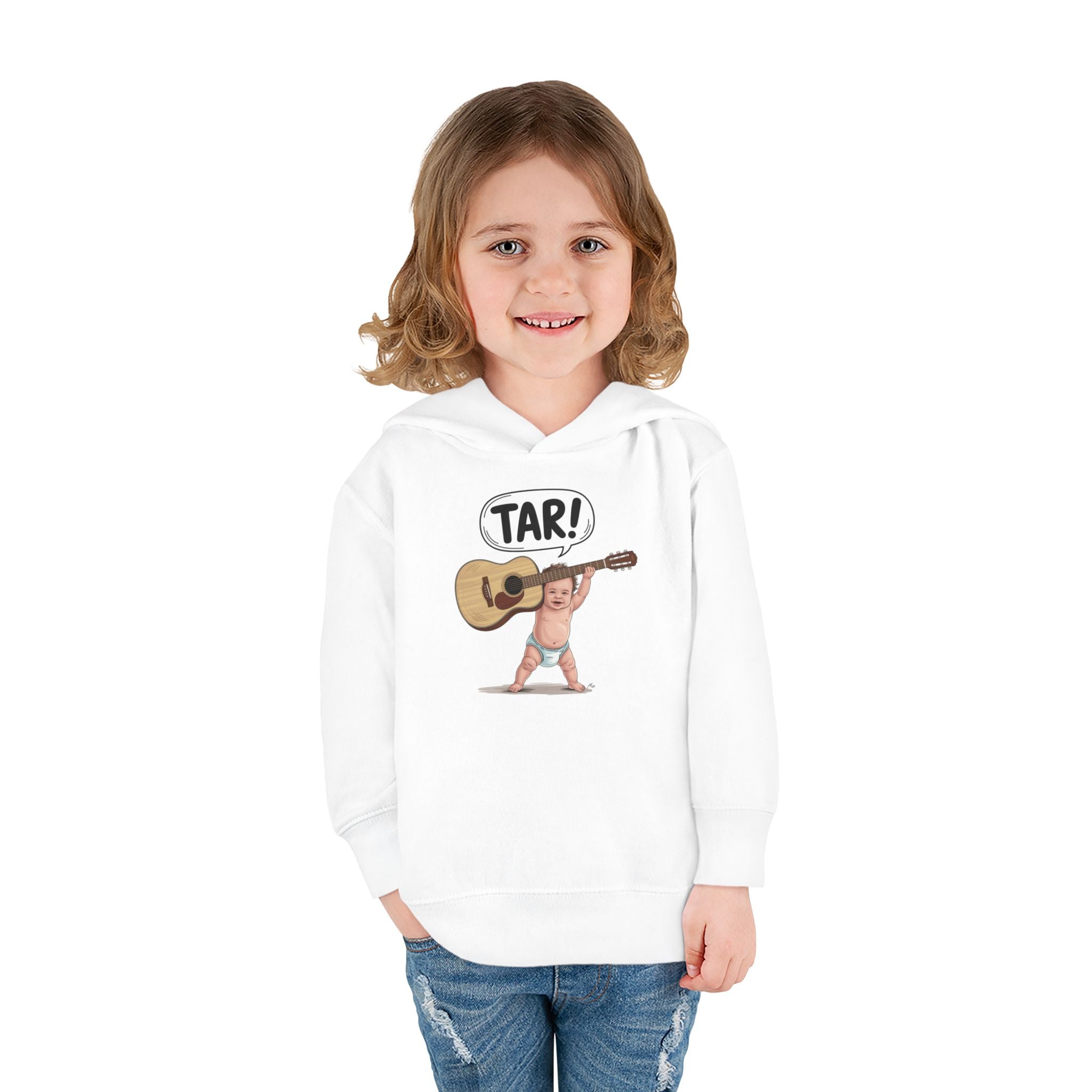Tar! Acoustic Toddler Hoodie – Rabbit Skins 33226 (White Kids Guitar Sweatshirt)