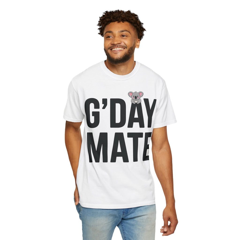 G’DAY MATE Tee – Comfort Colors 1717 (White & Citrus Graphic Shirt)