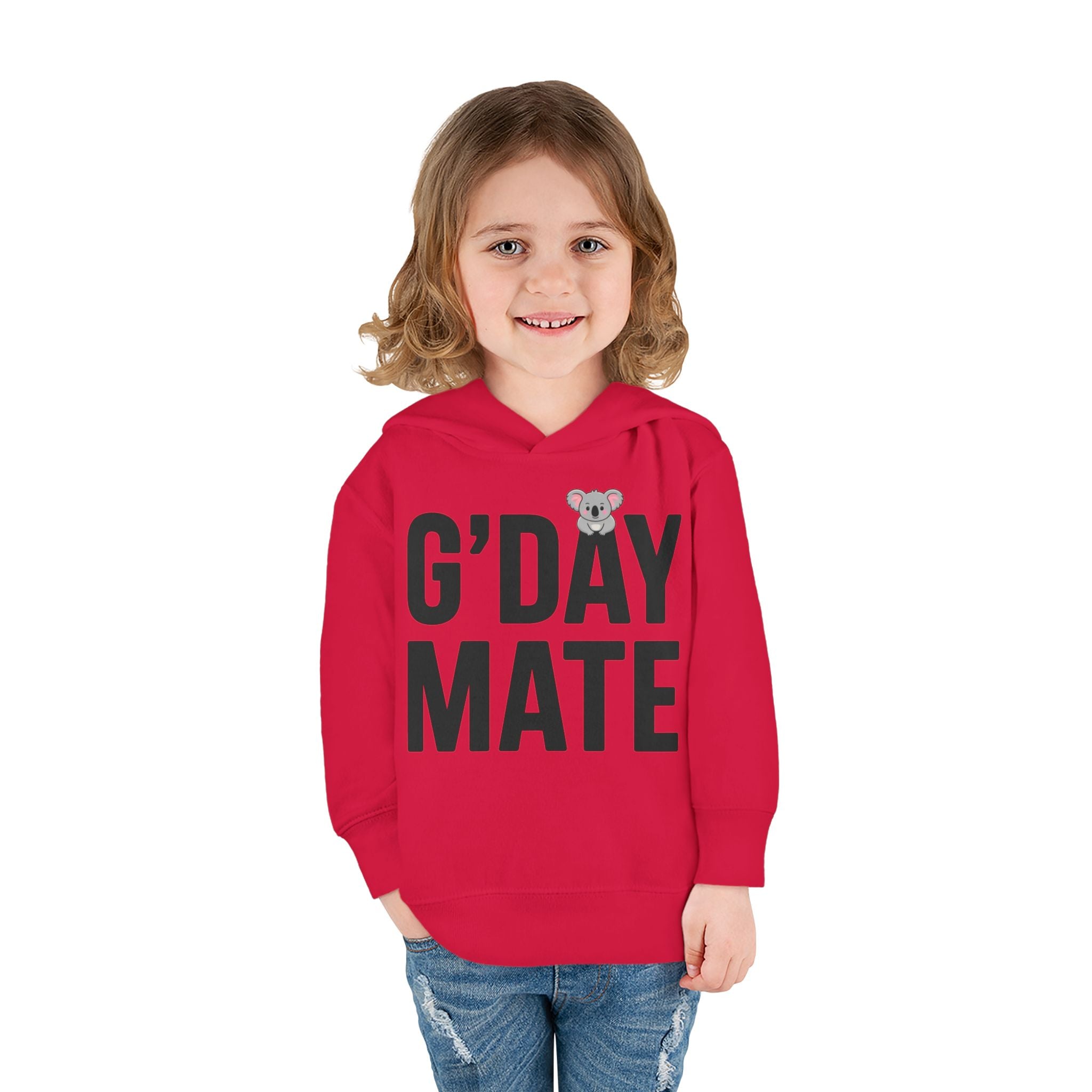 G’DAY MATE Toddler Hoodie – Rabbit Skins 33226 (White or Red Kids Sweatshirt)