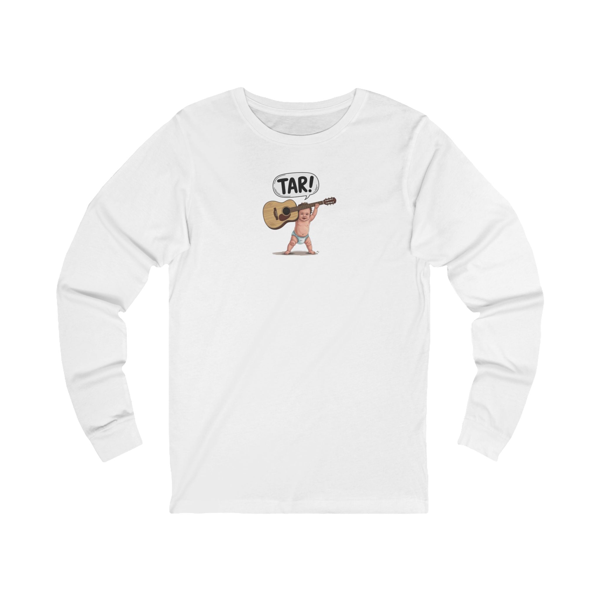 Tar! Acoustic Long Sleeve Tee – Bella+Canvas 3501 (White Unisex Guitar Shirt)