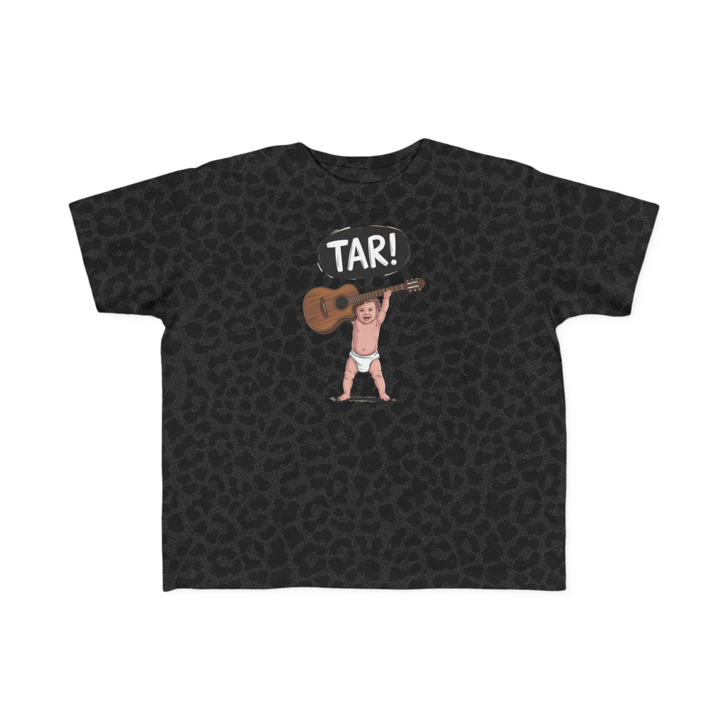Tar! Acoustic Toddler Tee – Rabbit Skins 3321 (Black or Black Leopard Kids Guitar Shirt)