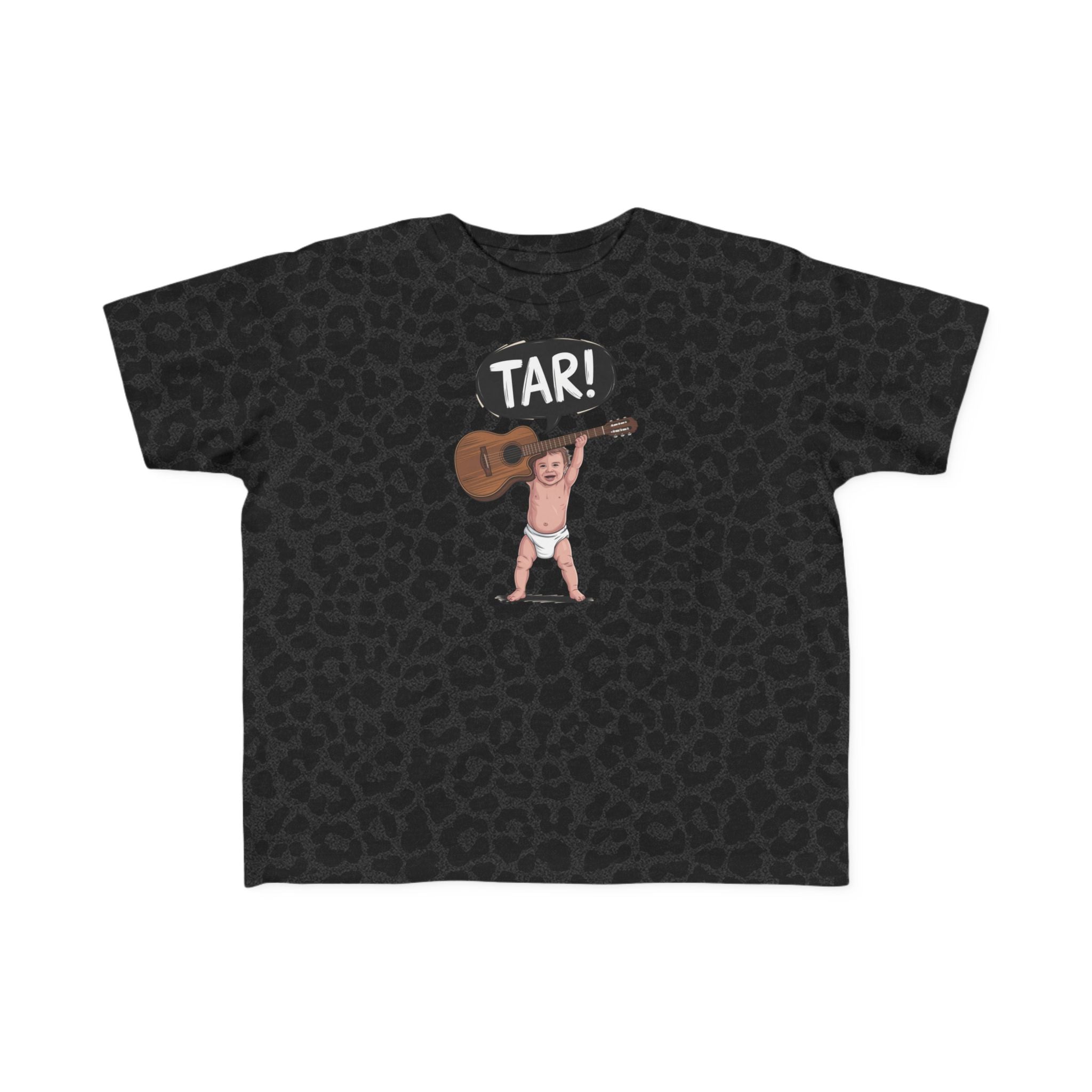 Tar! Acoustic Toddler Tee – Rabbit Skins 3321 (Black or Black Leopard Kids Guitar Shirt)