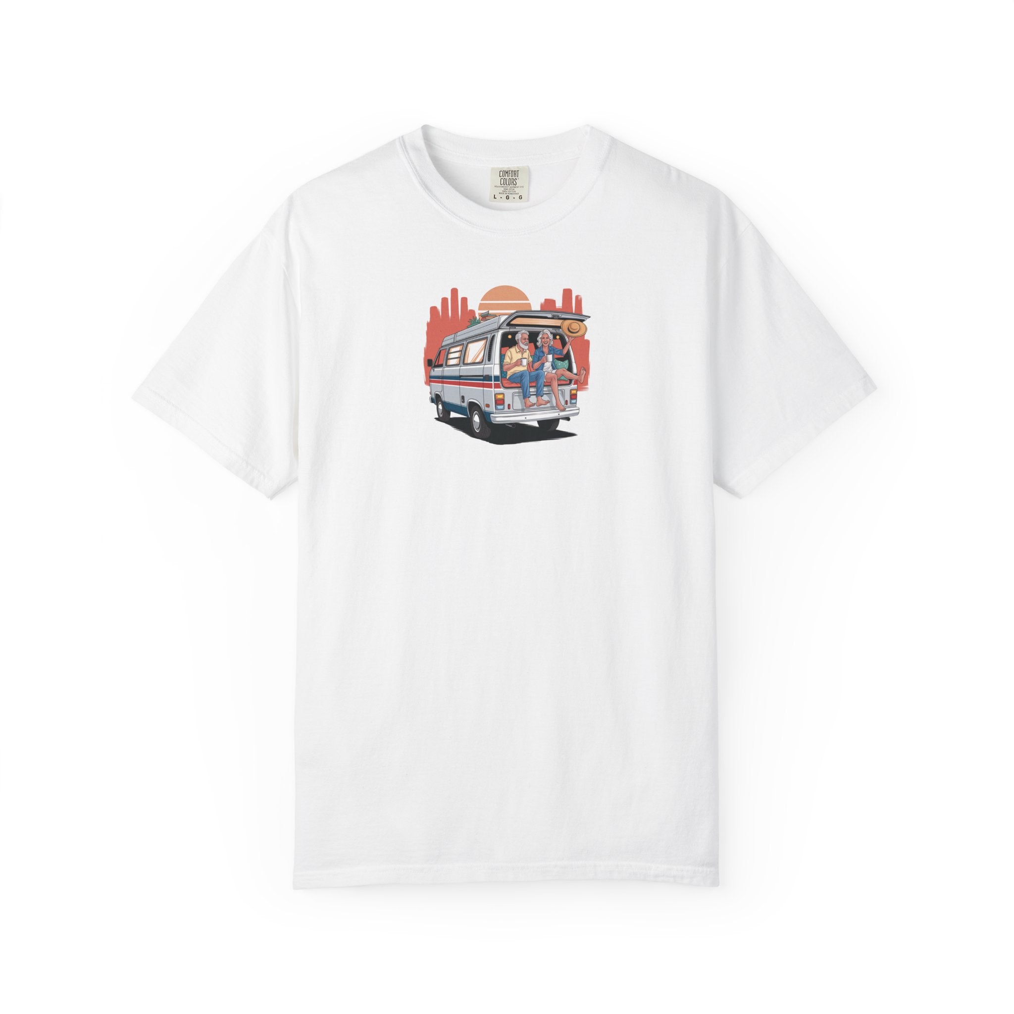 Old Couple Van Life Desert Tee – Comfort Colors 1717 (White Scenic Desert Shirt)