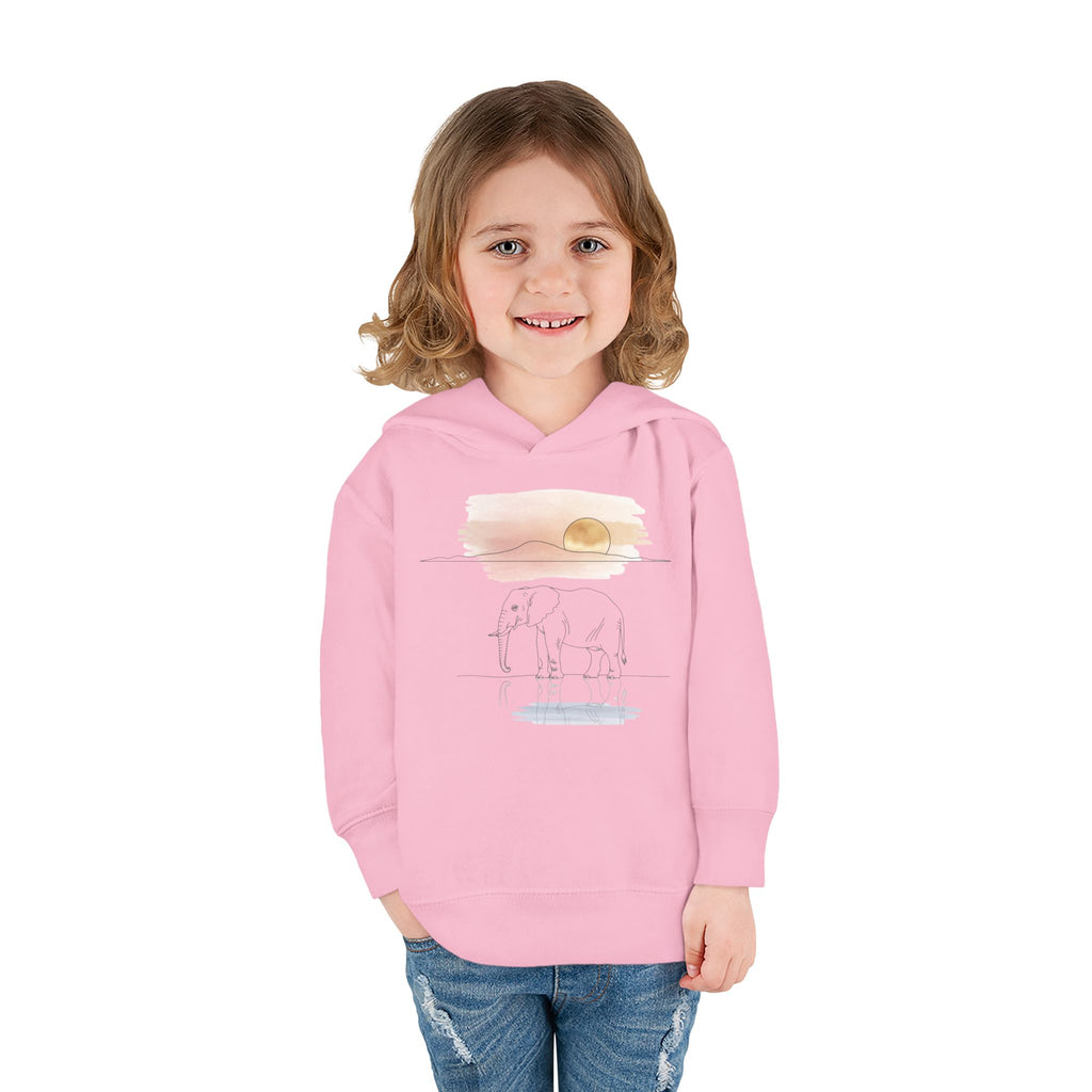 Elephant Watercolor Toddler Hoodie – Rabbit Skins 33226 (Pink Kids Nature Sweatshirt)