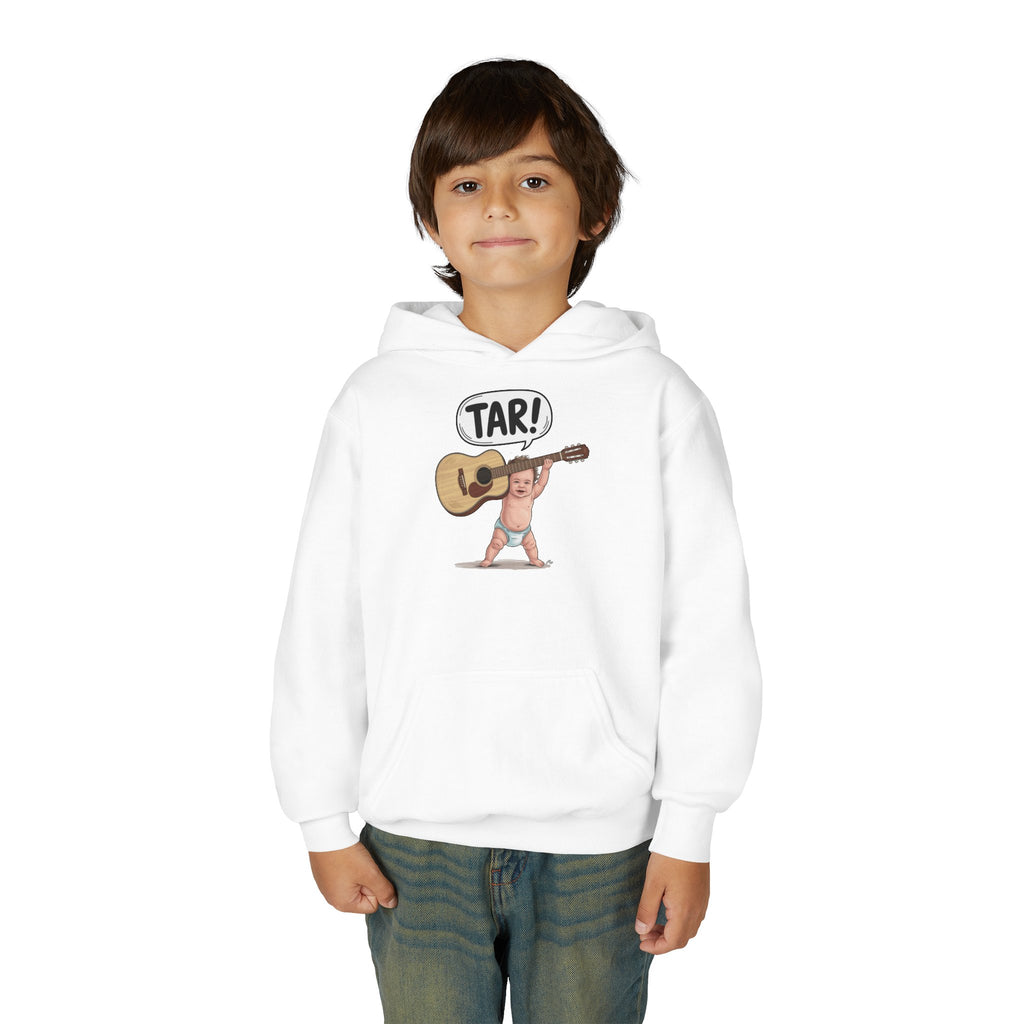 Tar! Acoustic Youth Hoodie – Gildan 18500B (White Kids Guitar Sweatshirt)