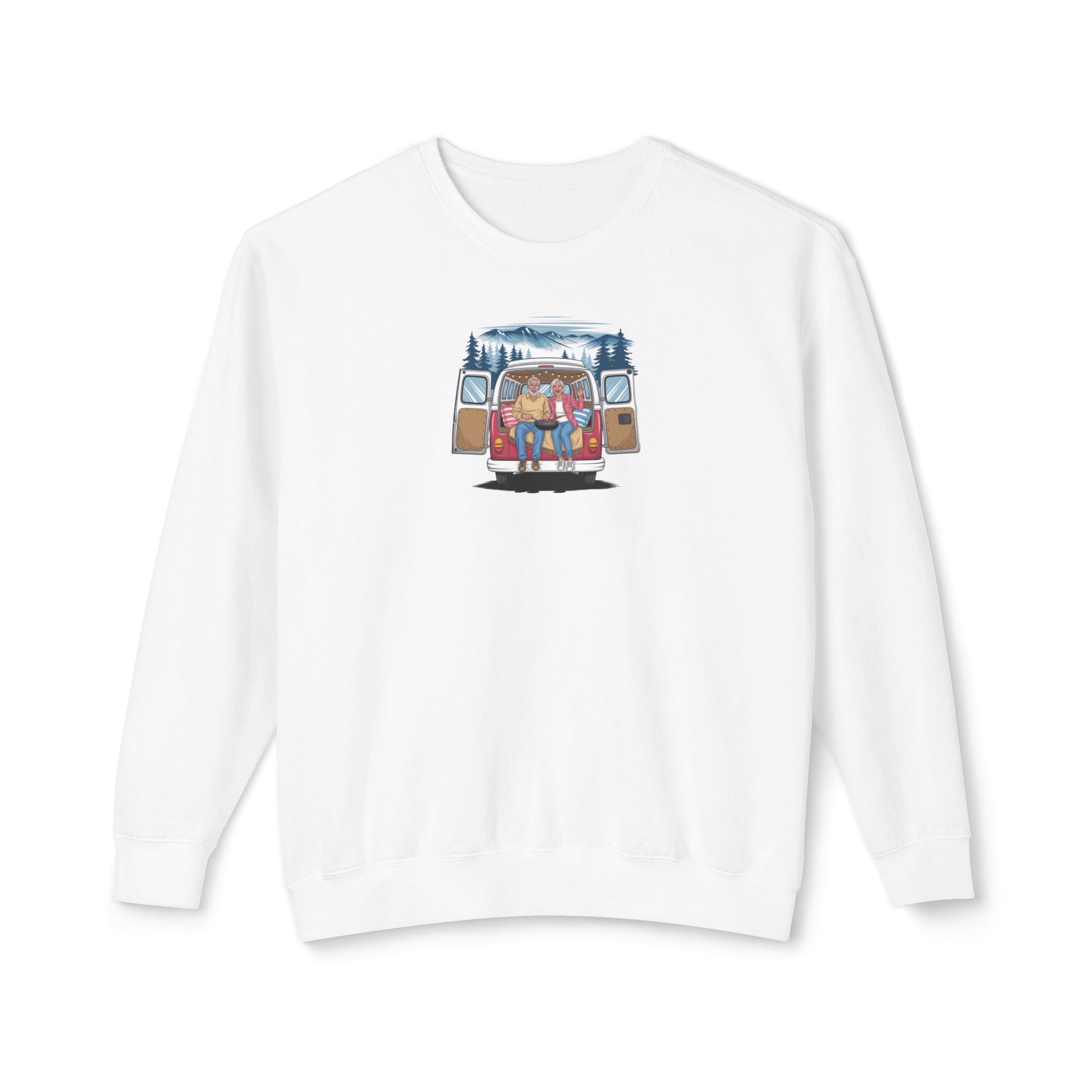 Old Couple Van Life Appalachia Sweatshirt – Comfort Colors 1466 (White Unisex Mountain Scenic Crewneck)