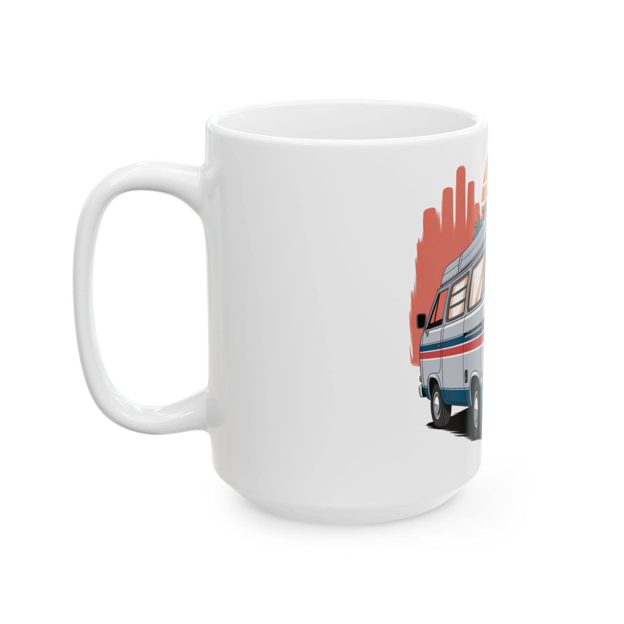 Old Couple Van Life Desert Mug – White Ceramic Coffee Cup (11oz or 15oz Scenic Camper Design)