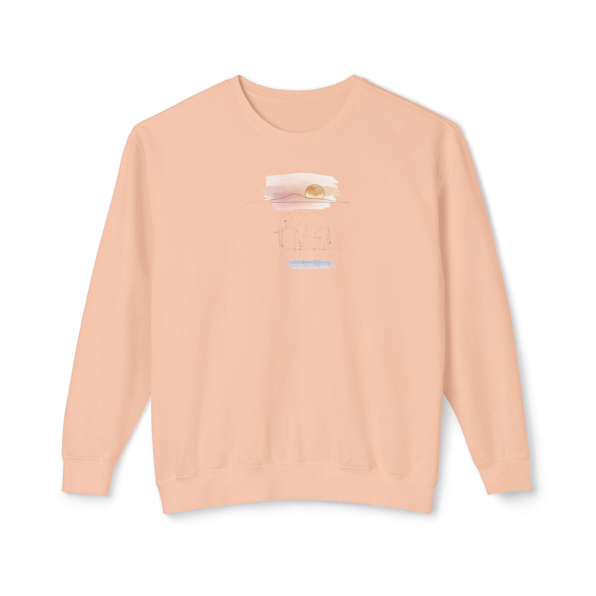 Elephant Watercolor Sweatshirt – Comfort Colors 1466 (Peachy Unisex Nature Crewneck)