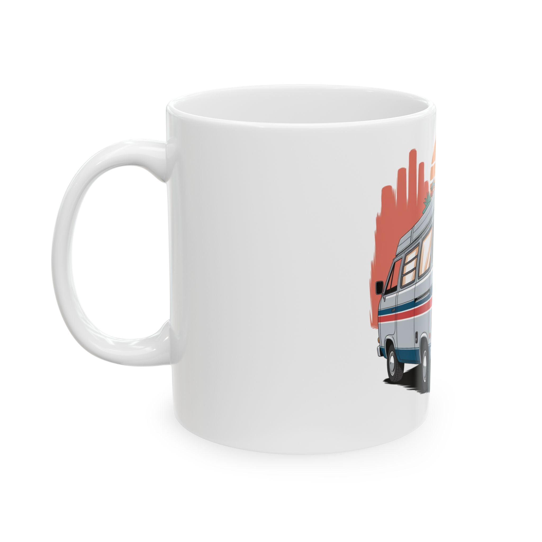 Old Couple Van Life Desert Mug – White Ceramic Coffee Cup (11oz or 15oz Scenic Camper Design)