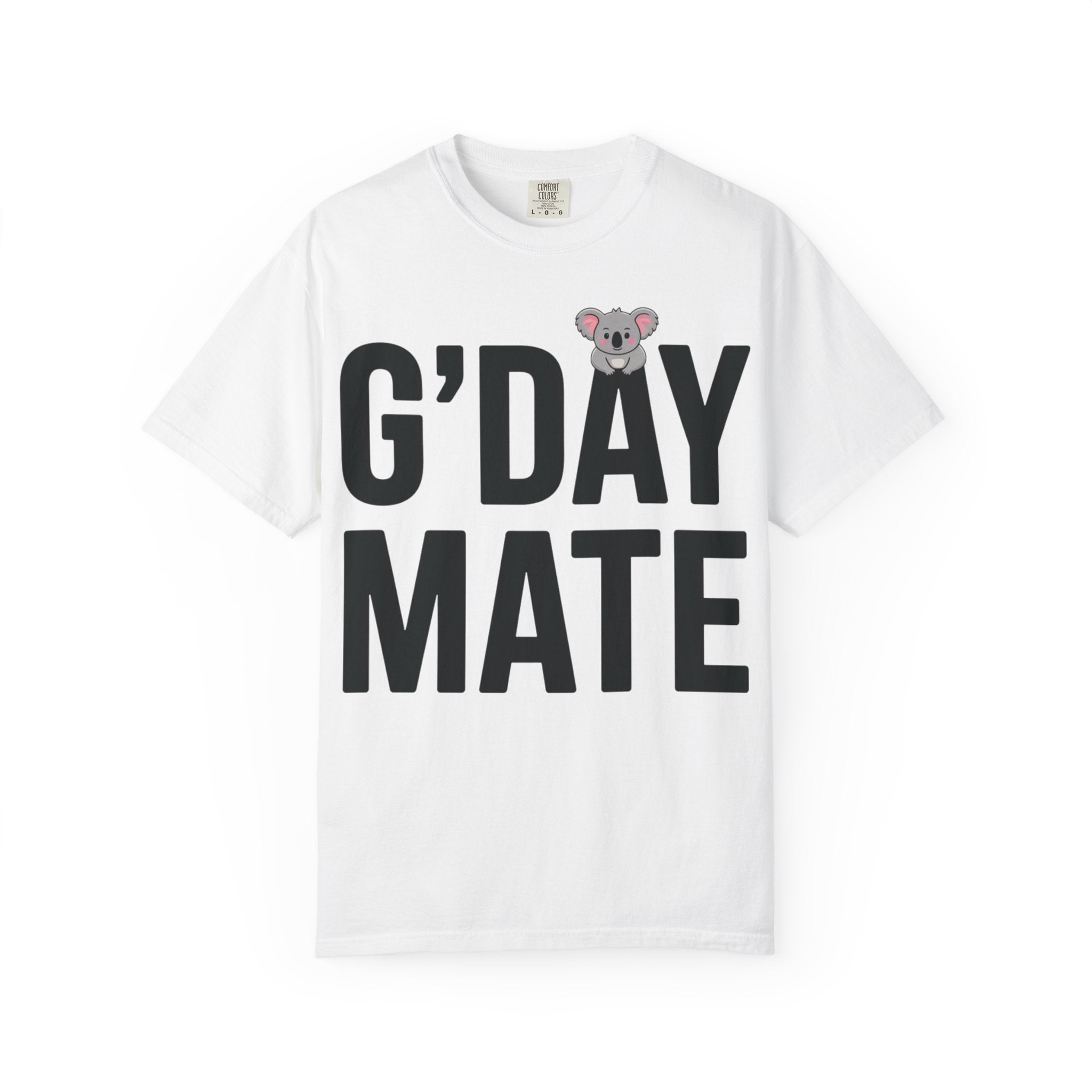 G’DAY MATE Tee – Comfort Colors 1717 (White & Citrus Graphic Shirt)