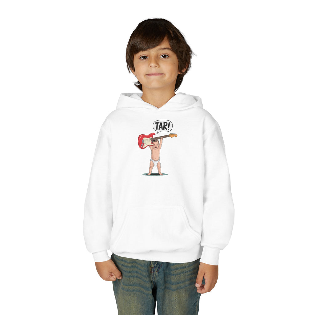 Tar! Electric Youth Hoodie – Gildan 18500B (White Kids Electric Guitar Sweatshirt)