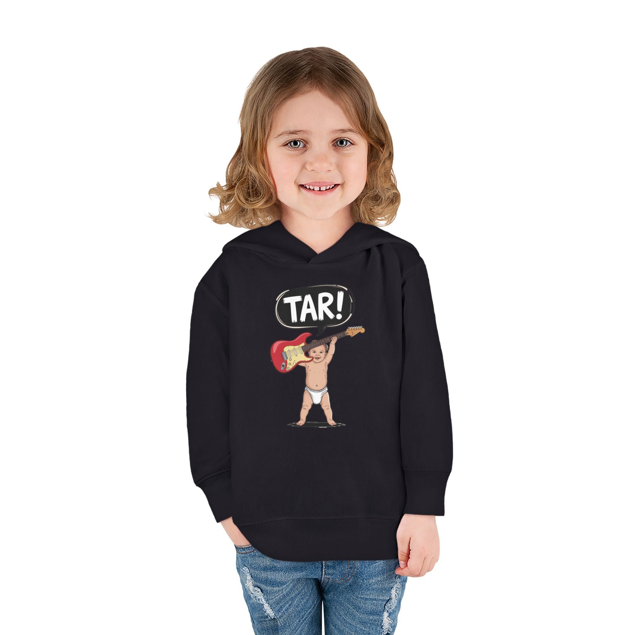 Tar! Electric Toddler Hoodie – Rabbit Skins 33226 (Black Kids Electric Guitar Sweatshirt)