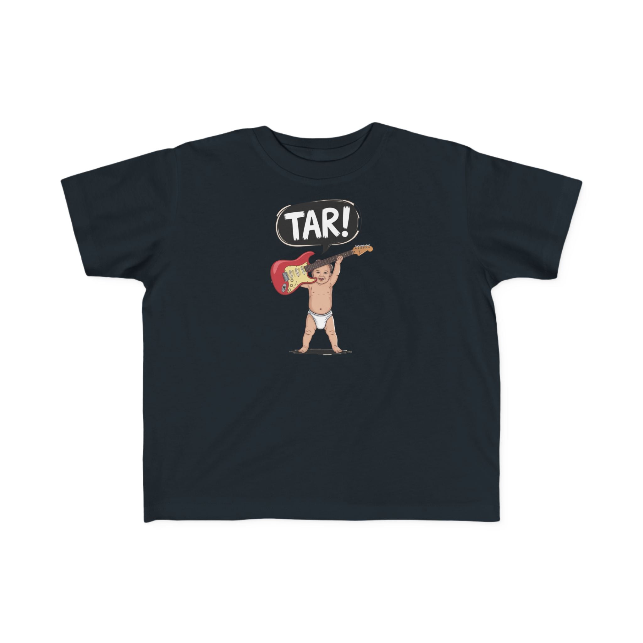 Tar! Electric Toddler Tee – Rabbit Skins 3321 (Black or Black Leopard Kids Electric Guitar Shirt)