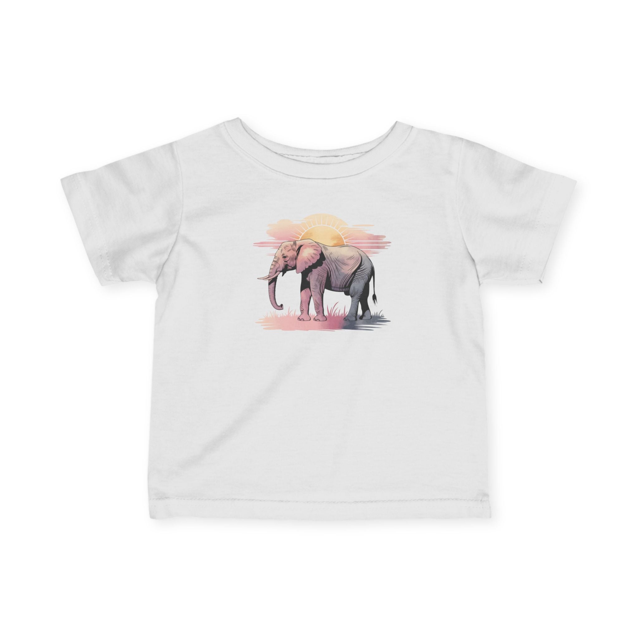 Elephant Watercolor Infant Tee – Rabbit Skins 3322 (White Baby Nature Shirt)