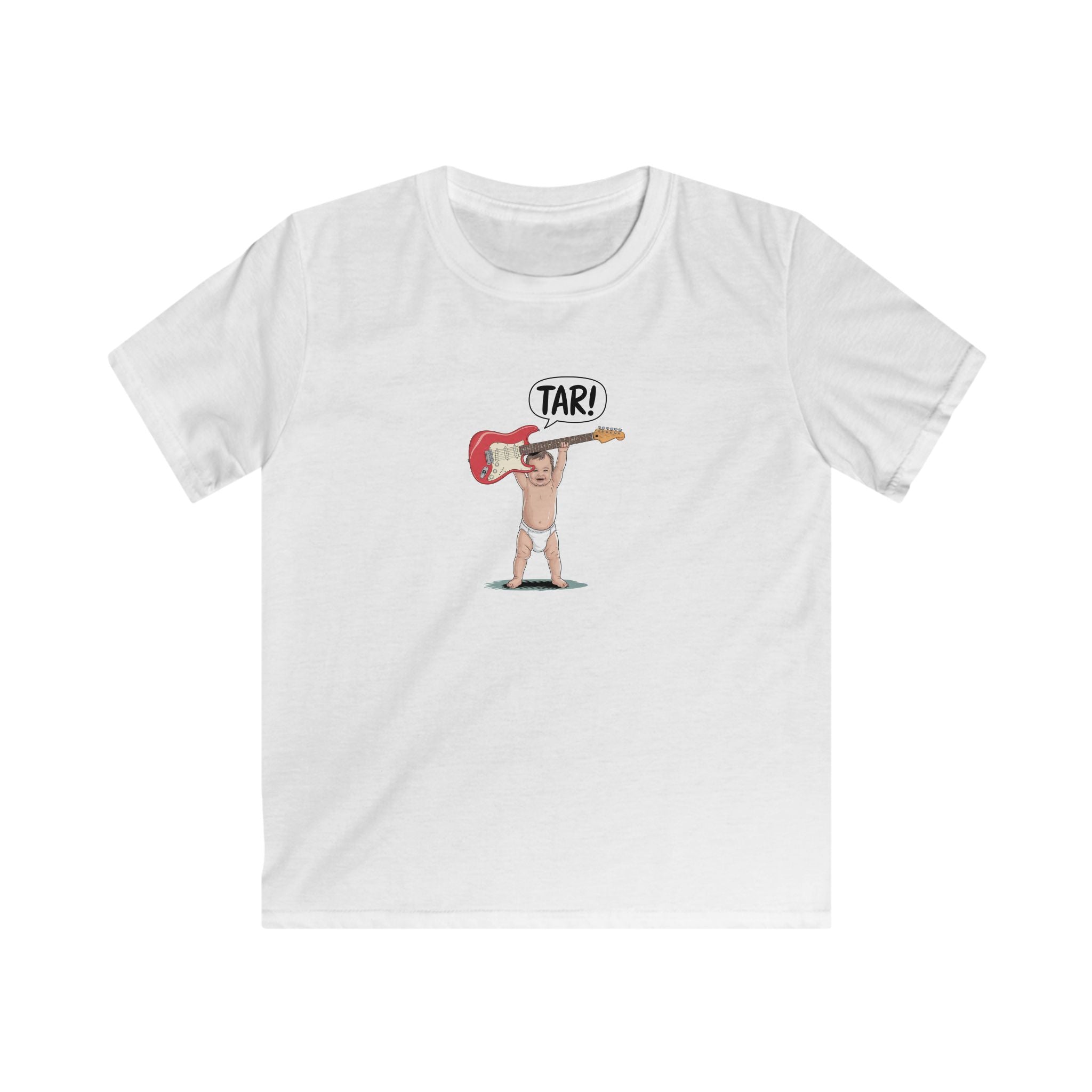 Tar! Electric Kids Tee – Gildan 64000B (White Youth Electric Guitar Shirt)