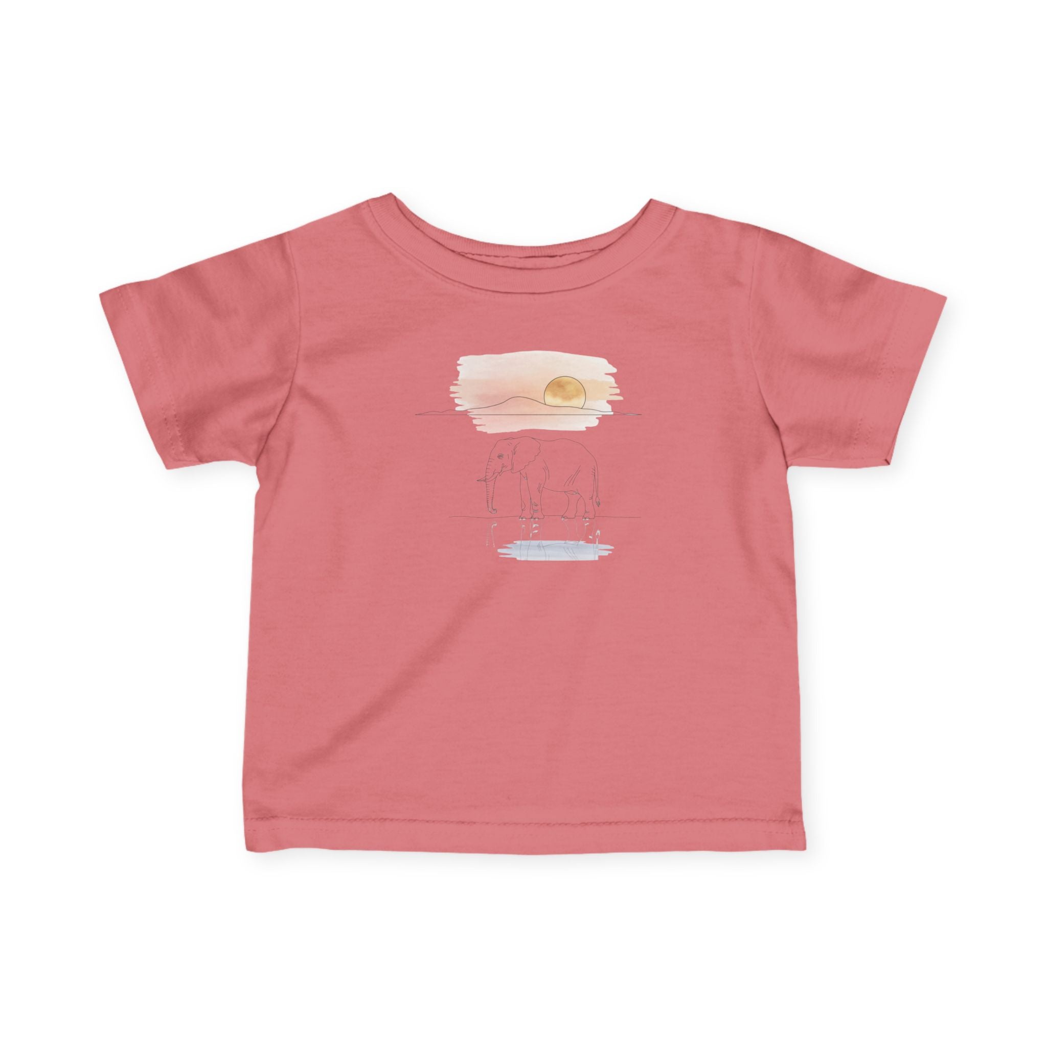 Elephant Watercolor Infant Tee – Rabbit Skins 3322 (Mauvelous Pink Baby Shirt)