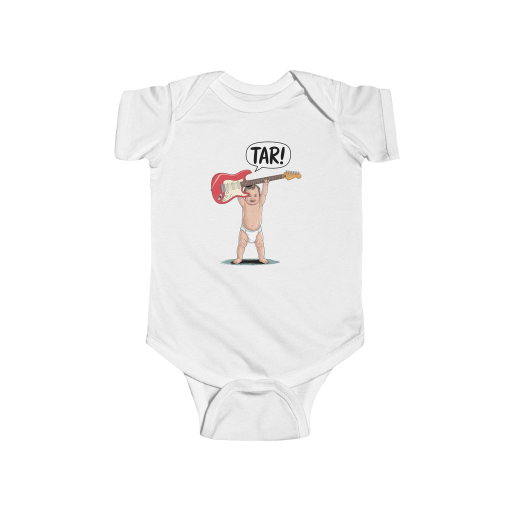 Tar! Electric Infant Bodysuit – Rabbit Skins 4424 (White Baby Electric Guitar One-Piece)