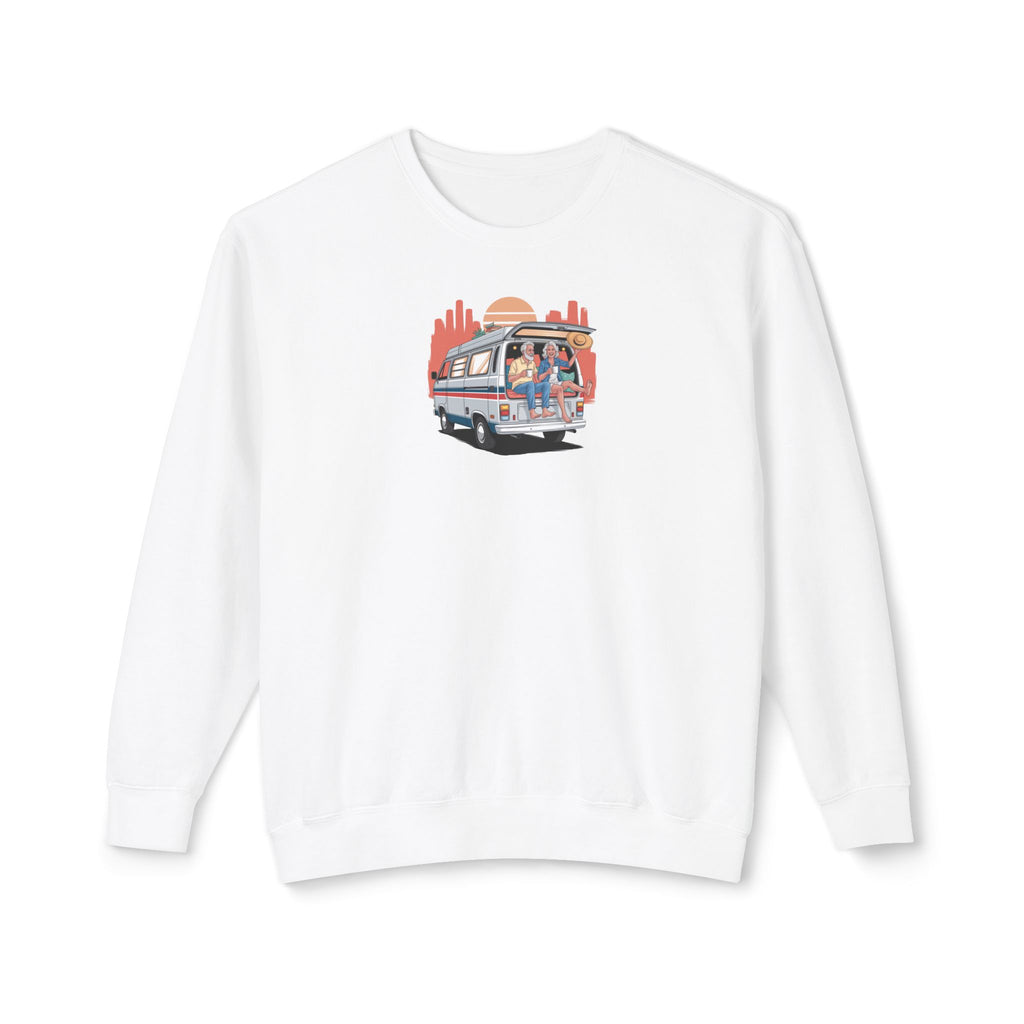 Old Couple Van Life Desert Sweatshirt – Comfort Colors 1466 (White Unisex Scenic Crewneck)