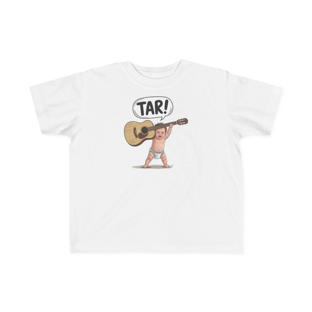 Tar! Acoustic Toddler Tee – Rabbit Skins 3321 (White Kids Guitar Shirt)