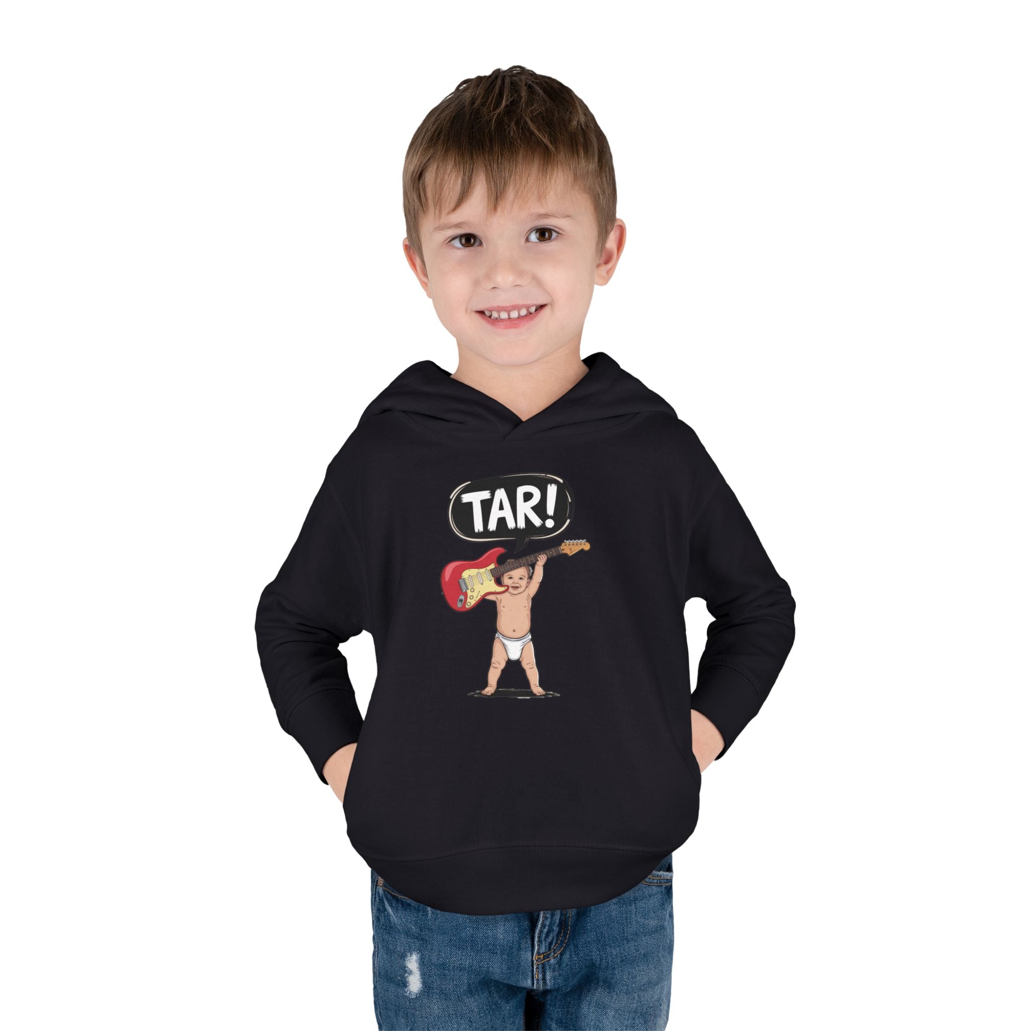 Tar! Electric Toddler Hoodie – Rabbit Skins 33226 (Black Kids Electric Guitar Sweatshirt)