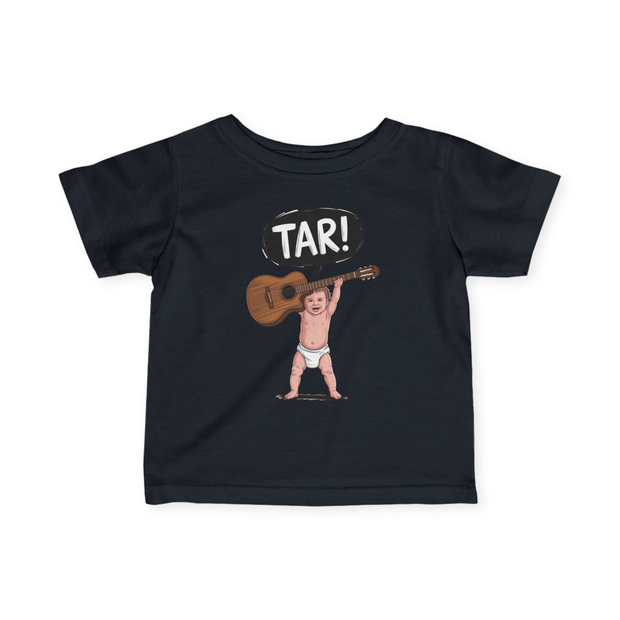 Tar! Acoustic Infant Tee – Rabbit Skins 3322 (Black Baby Guitar Shirt)