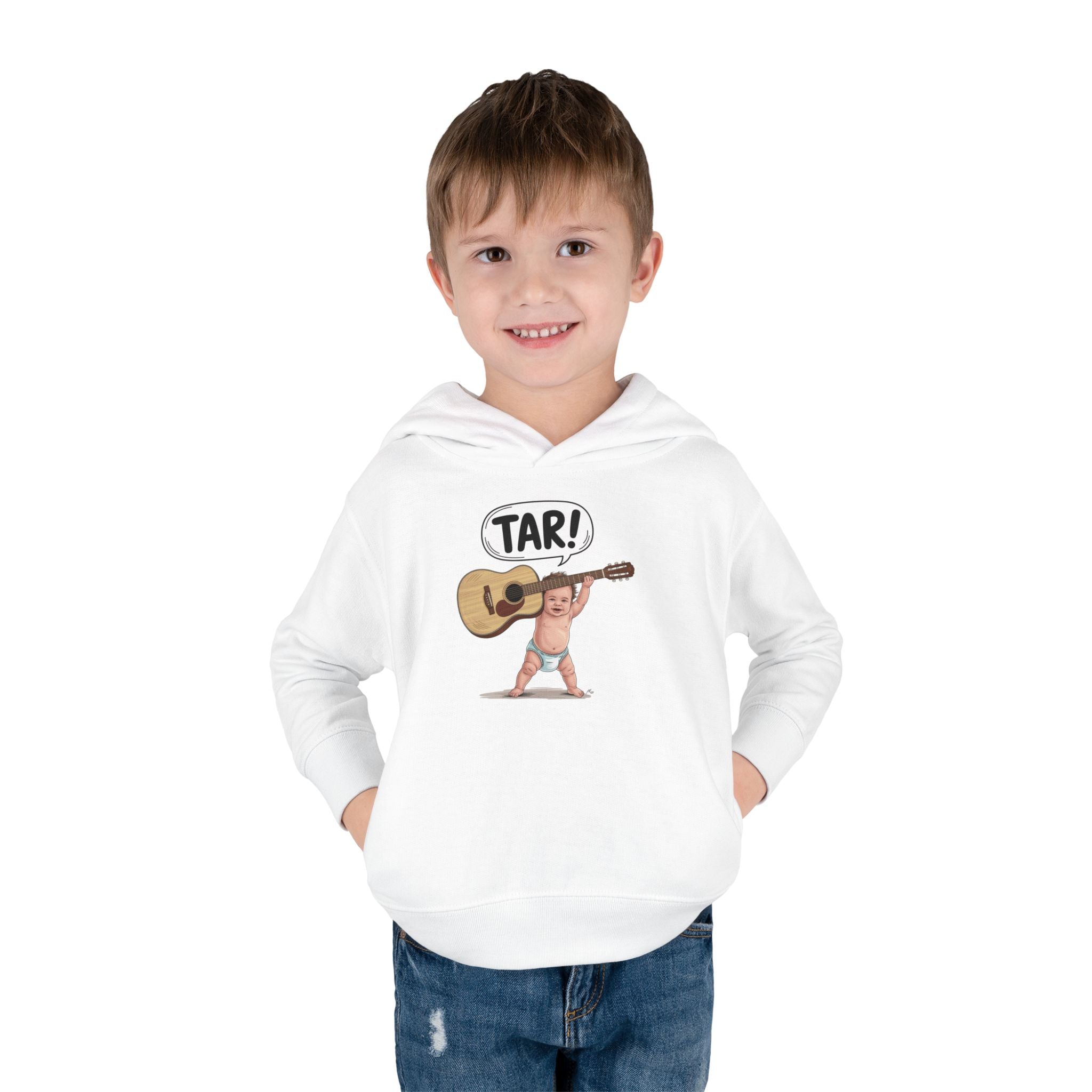 Tar! Acoustic Toddler Hoodie – Rabbit Skins 33226 (White Kids Guitar Sweatshirt)