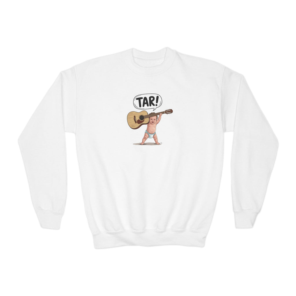 Tar! Acoustic Youth Sweatshirt – Gildan 18000B (White Kids Guitar Crewneck)