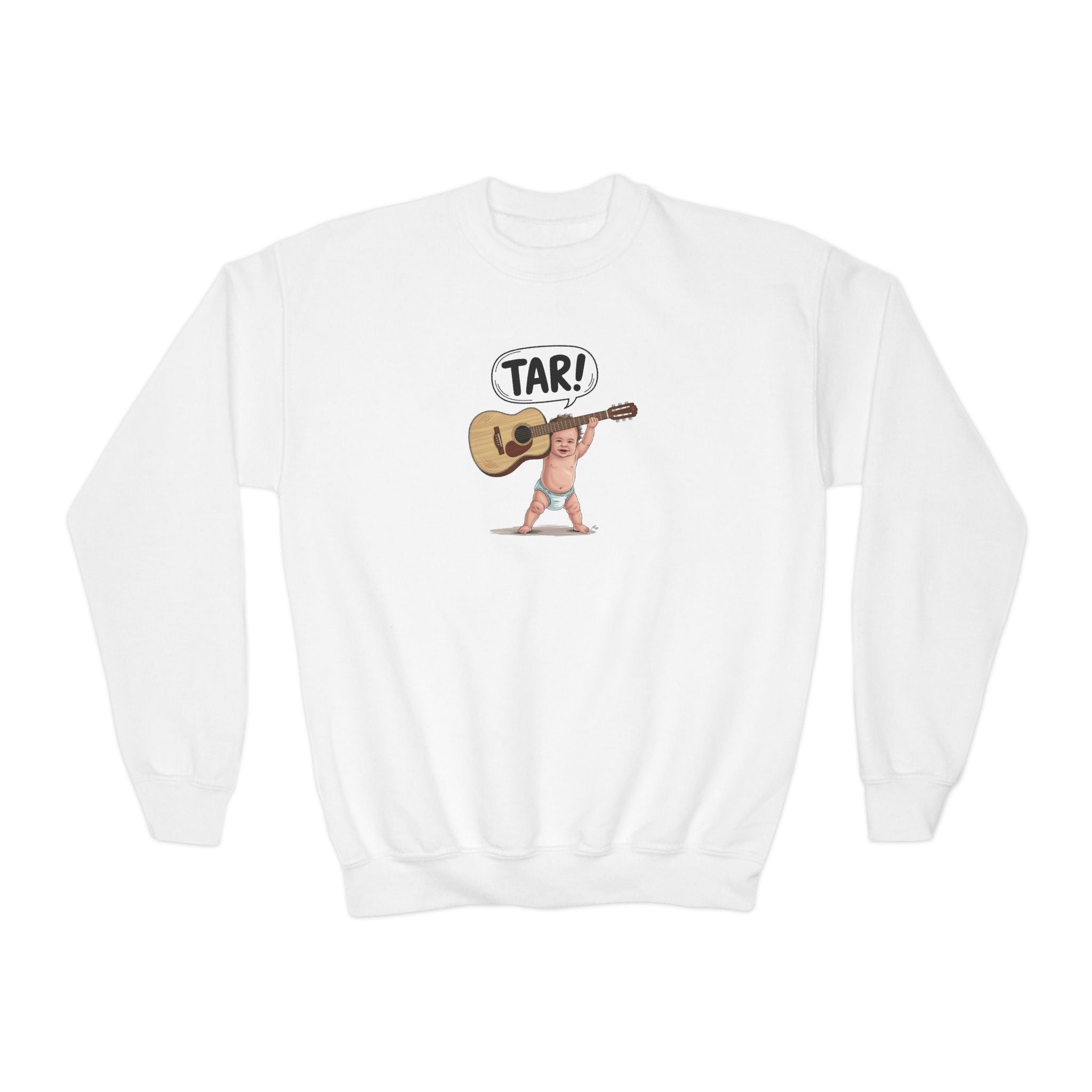 Tar! Acoustic Youth Sweatshirt – Gildan 18000B (White Kids Guitar Crewneck)