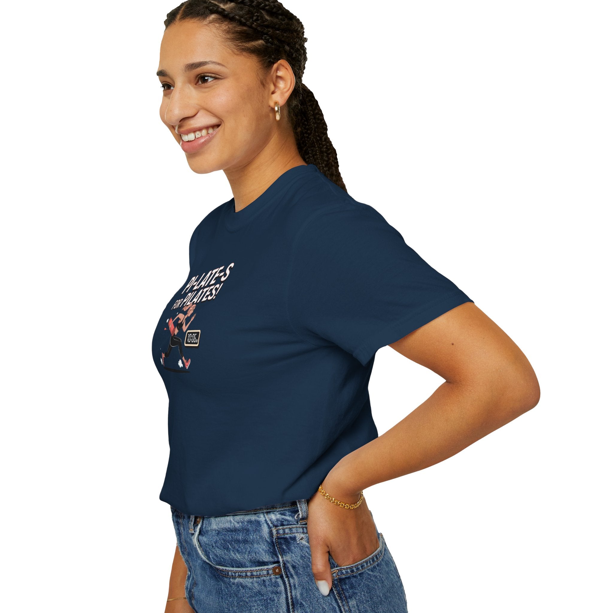 Pi-LATE-s for Pilates Tee – Comfort Colors 1717 (Navy Funny Pilates Shirt)
