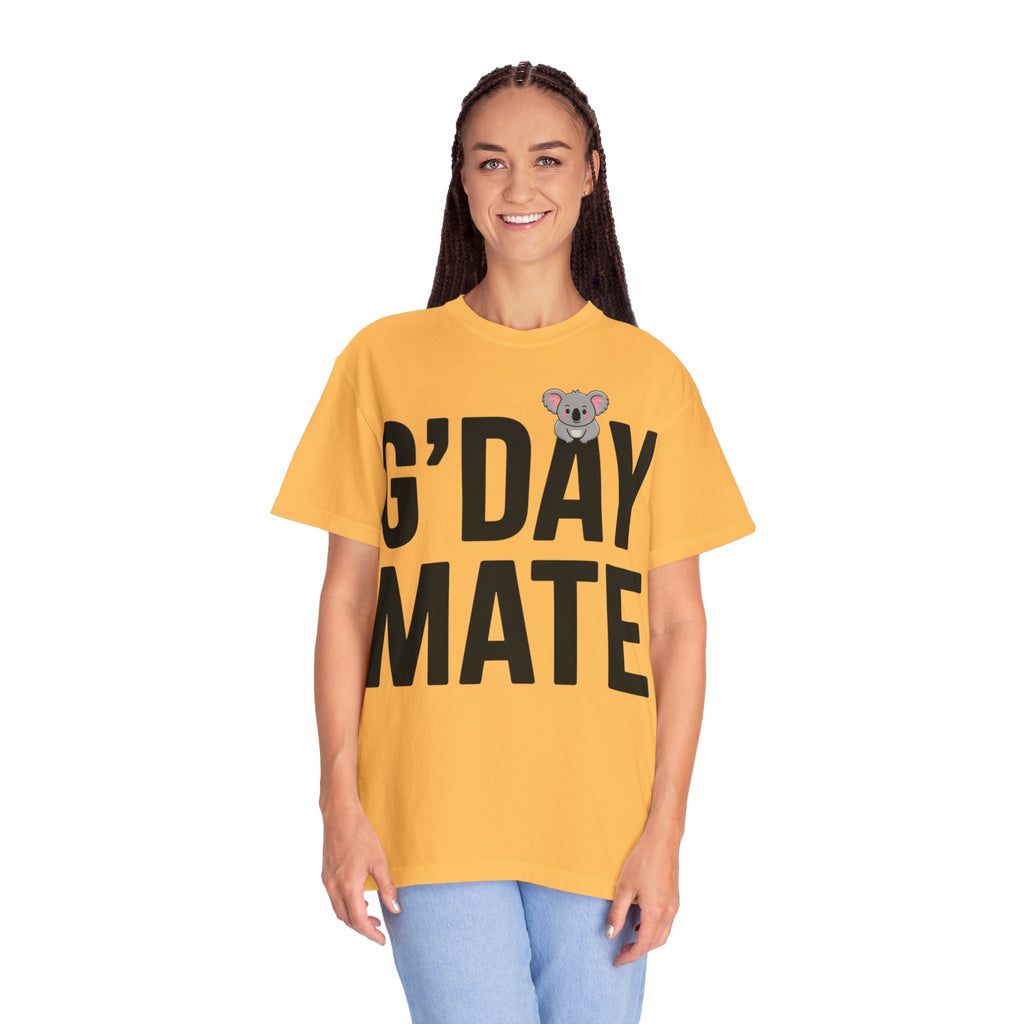 G’DAY MATE Tee – Comfort Colors 1717 (White & Citrus Graphic Shirt)