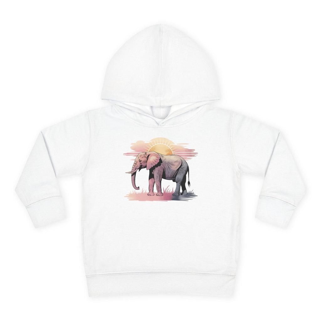 Elephant Watercolor Toddler Hoodie – Rabbit Skins 33226 (White Kids Nature Sweatshirt)