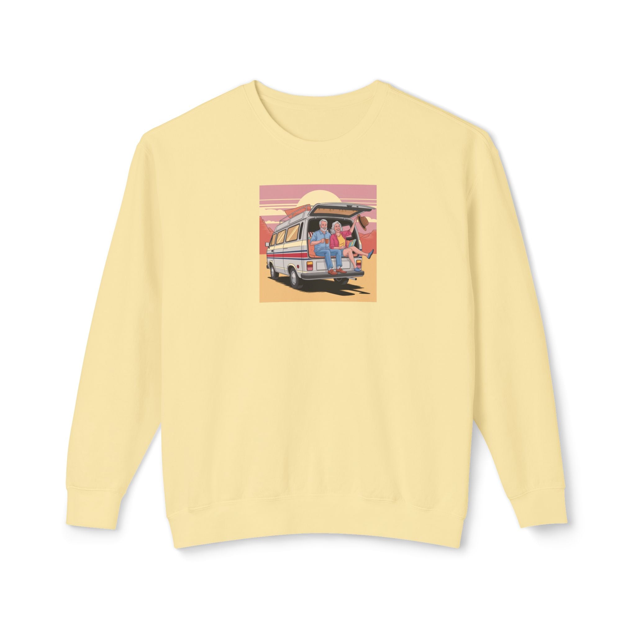 Old Couple Van Life Desert Sweatshirt – Comfort Colors 1466 (Butter Unisex Scenic Crewneck)