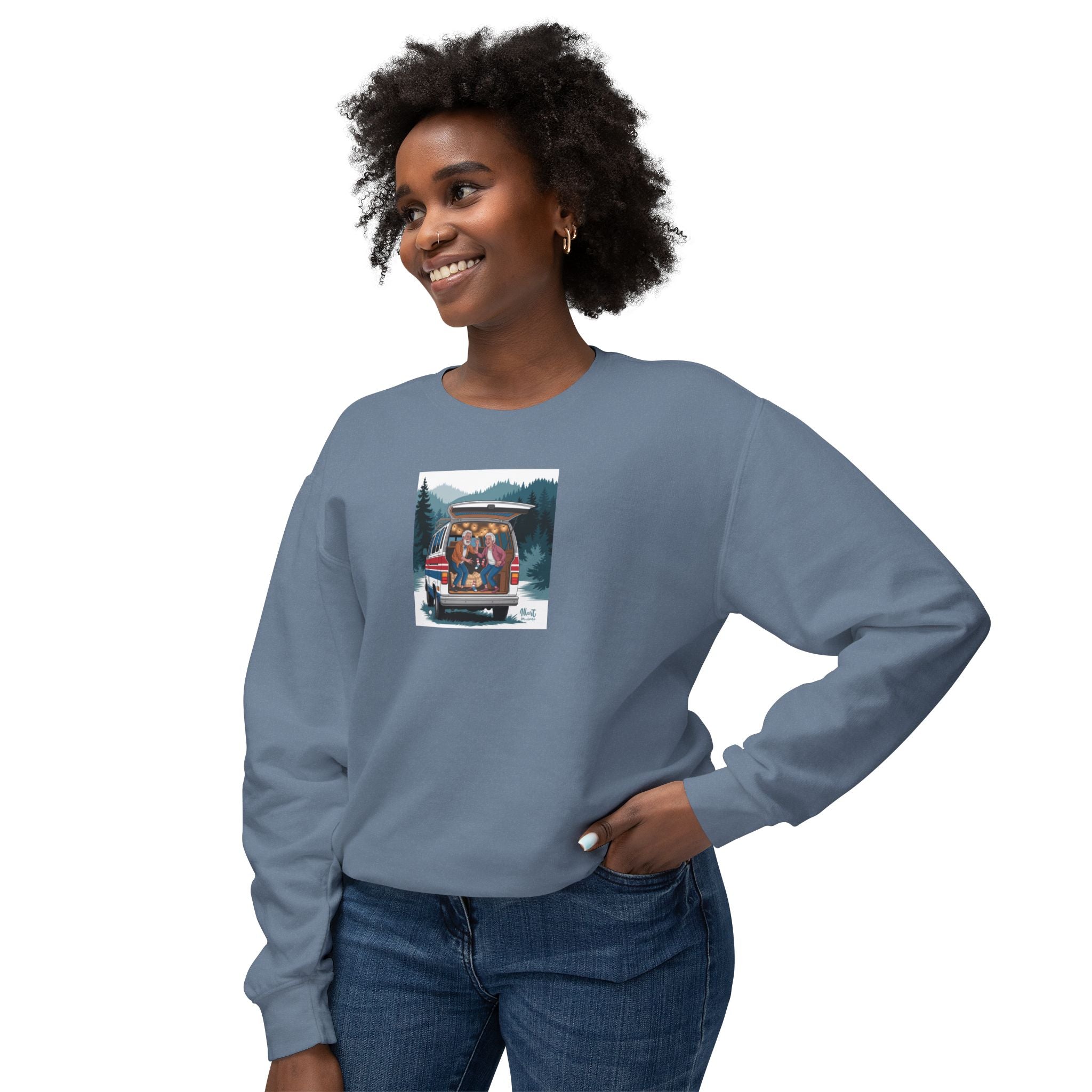 Old Couple Van Life Appalachia Sweatshirt – Comfort Colors 1466 (Blue Jean or Crimson Unisex Mountain Scenic Crewneck)
